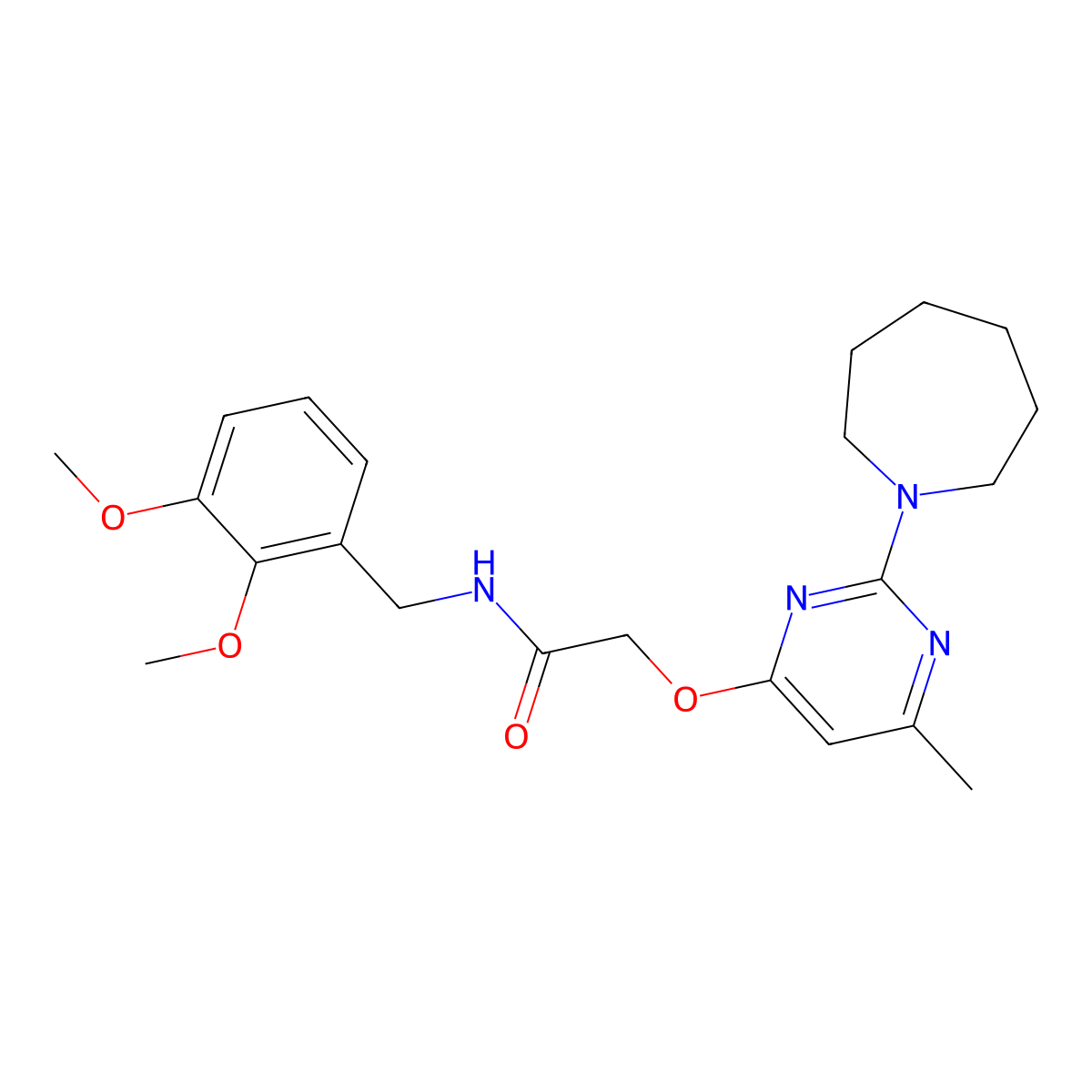 2-((2-(azepan-1-yl)-6-methylpyrimidin-4-yl)oxy)-N-(2,3-dimethoxybenzyl)acetamide molecular structure, CAS 1029763-84-5