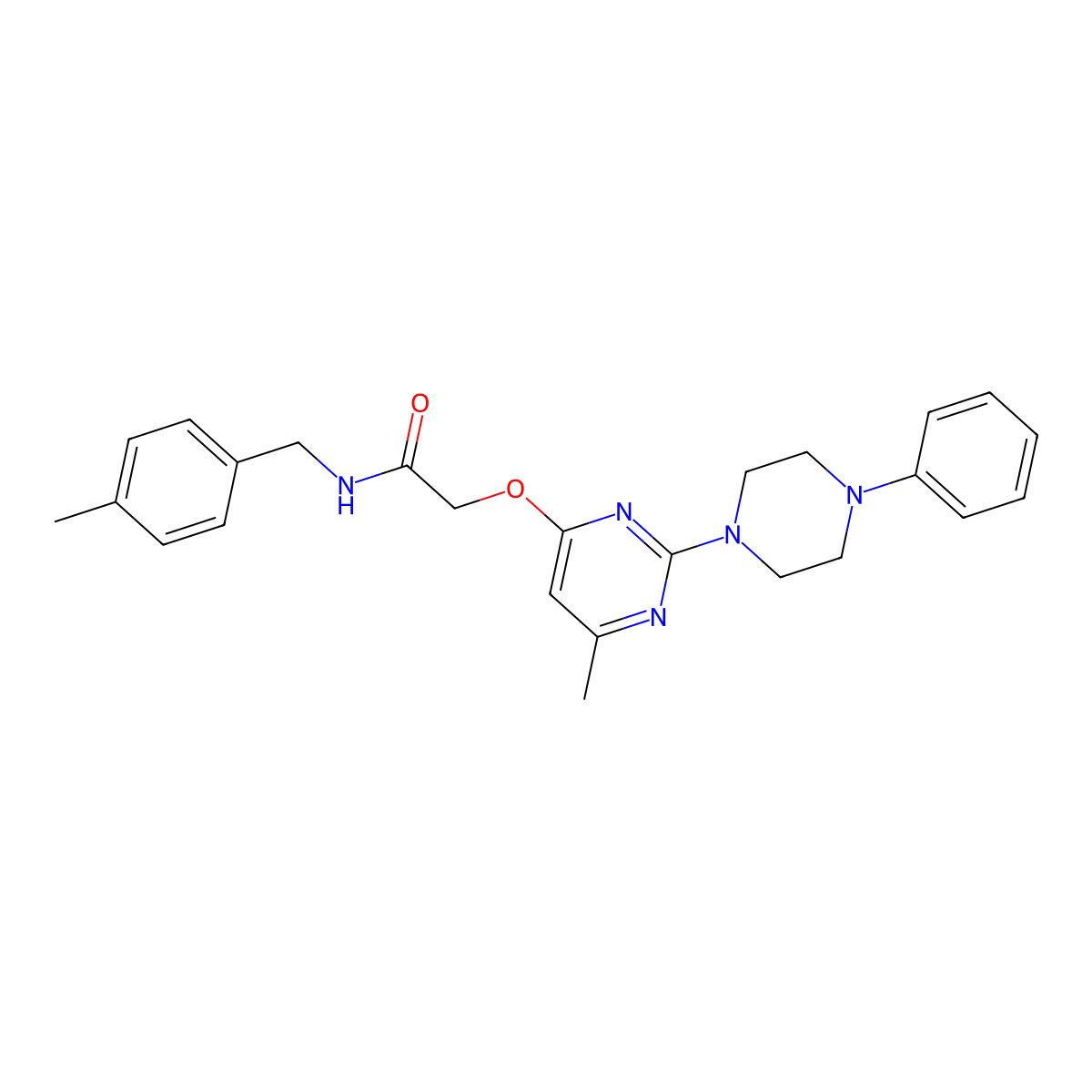 N-(4-methylbenzyl)-2-{[6-methyl-2-(4-phenylpiperazin-1-yl)pyrimidin-4-yl]oxy}acetamide molecular structure, CAS 1029763-92-5