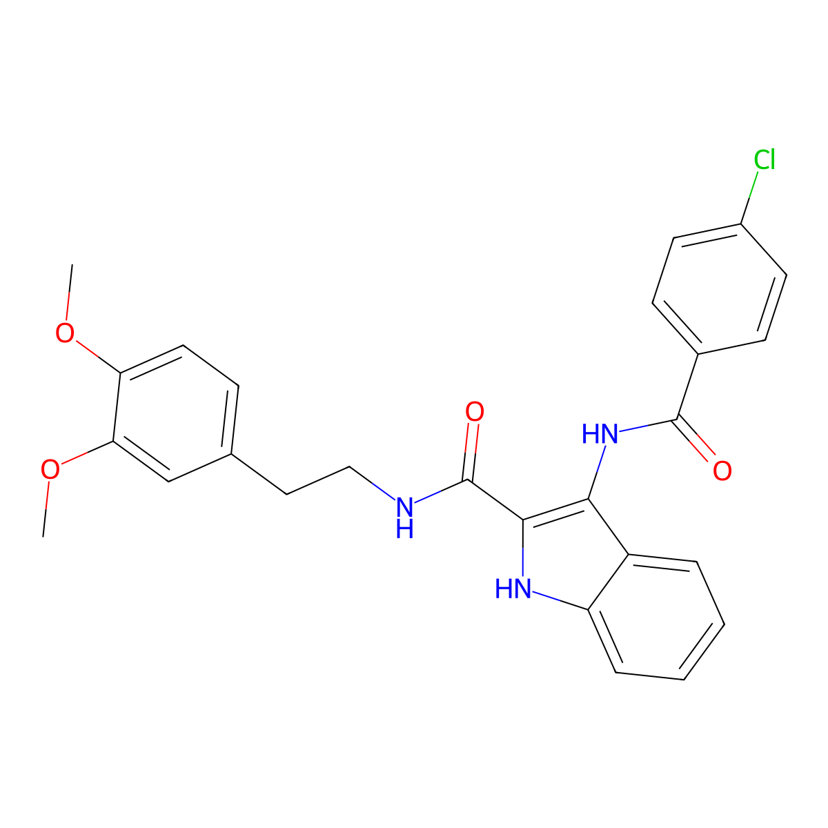 3-(4-chlorobenzamido)-N-[2-(3,4-dimethoxyphenyl)ethyl]-1H-indole-2-carboxamide molecular structure, CAS 1029764-81-5