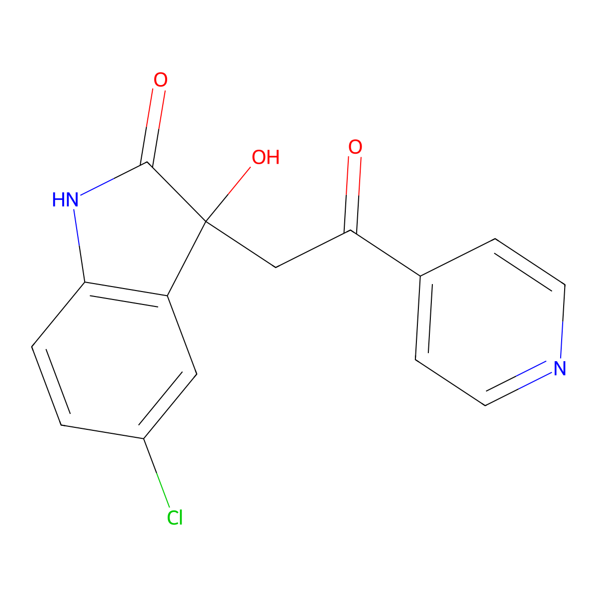 5-chloro-3-hydroxy-3-(2-oxo-2-pyridin-4-ylethyl)-1,3-dihydro-2H-indol-2-one molecular structure, CAS 1029766-06-0