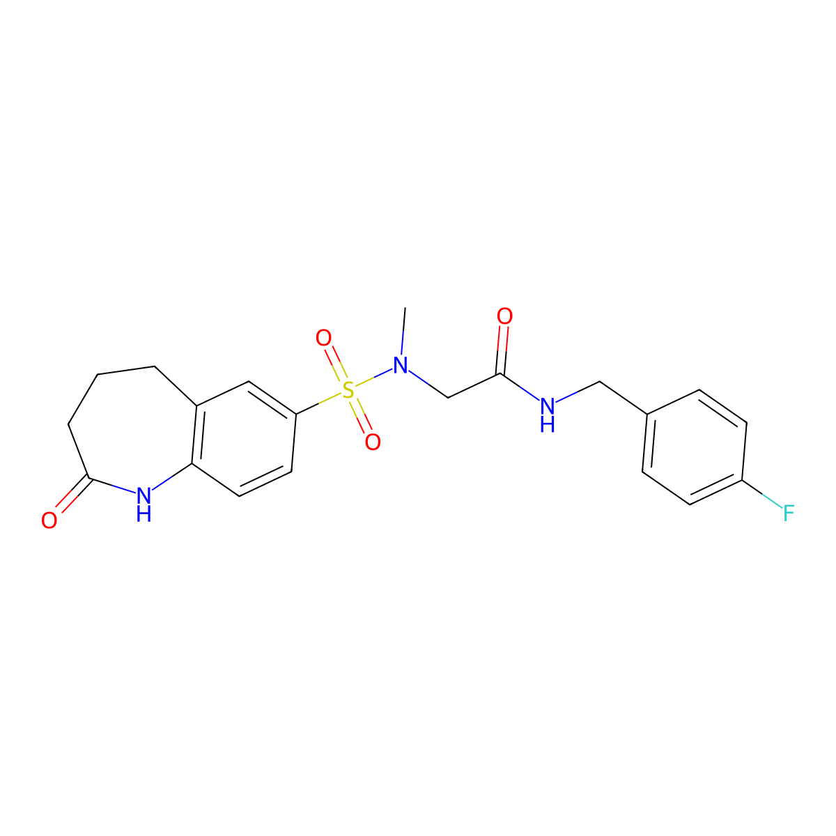 N-[(4-Fluorophenyl)methyl]-2-(N-methyl2-oxo-2,3,4,5-tetrahydro-1H-1-benzazepine-7-sulfonamido)acetamide molecular structure, CAS 1029767-50-7