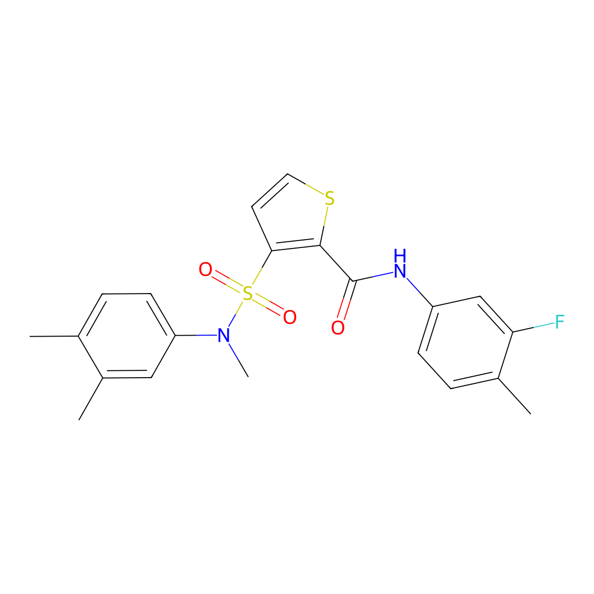 3-[(3,4-dimethylphenyl)(methyl)sulfamoyl]-N-(3-fluoro-4-methylphenyl)thiophene-2-carboxamide molecular structure, CAS 1029771-91-2