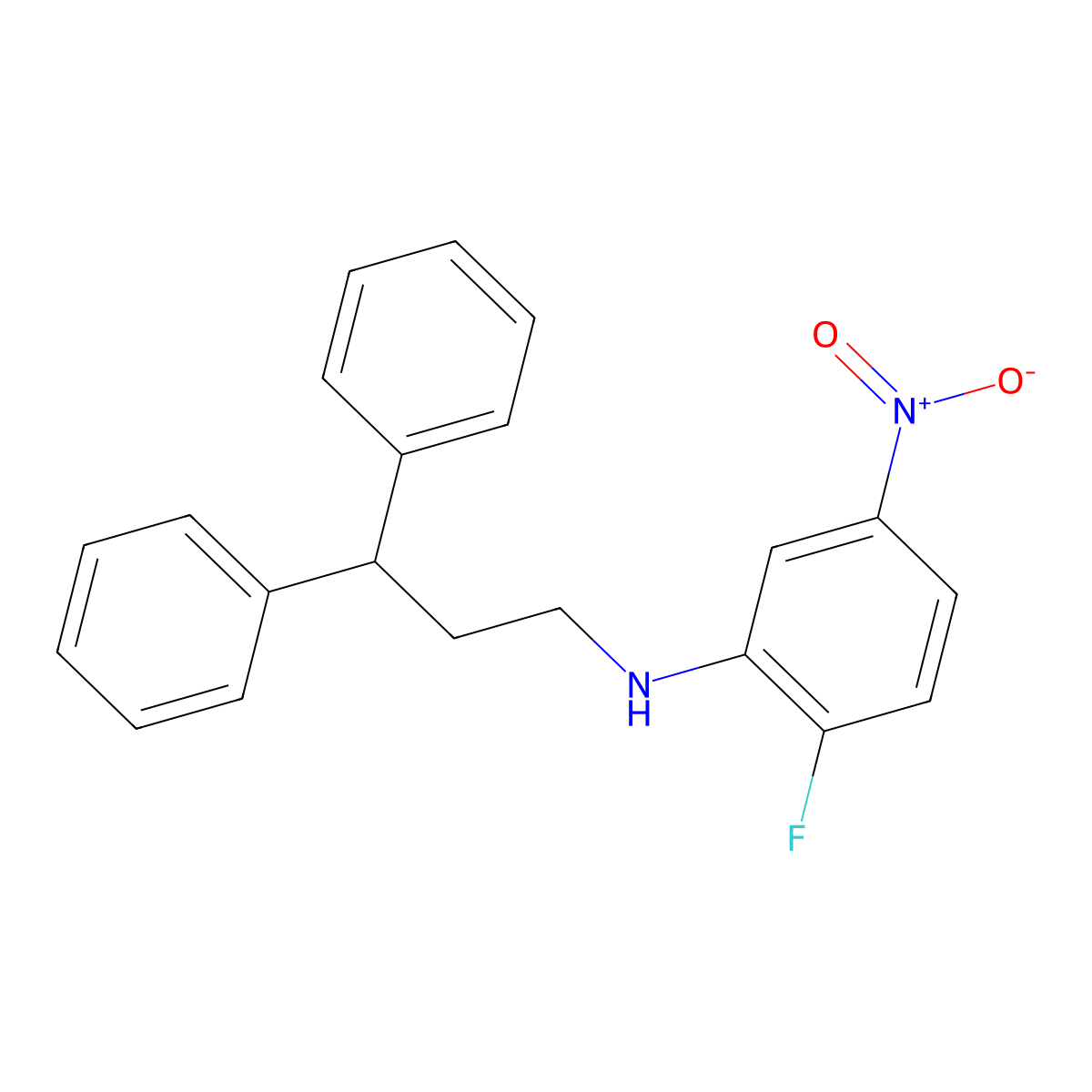 (3,3-Diphenyl-propyl)-(2-fluoro-5-nitro-phenyl)-amine molecular structure, CAS 1029772-99-3