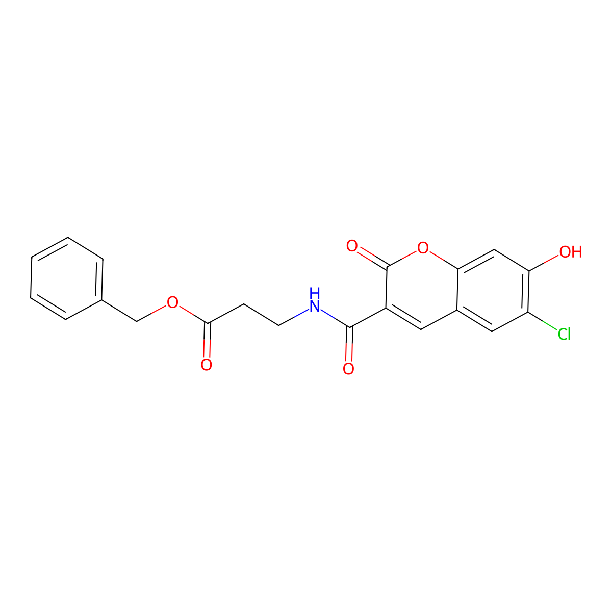 3-[(6-Chloro-7-hydroxy-2-oxo-2H-chromene-3-carbonyl)-amino]-propionic acid benzyl ester molecular structure, CAS 1029773-09-8