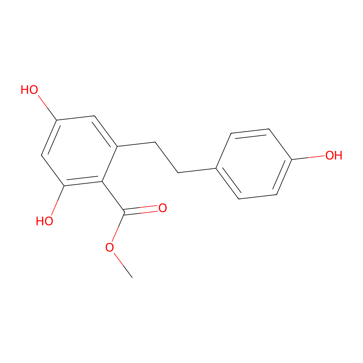 2,4-Dihydroxy-6-[2-(4-hydroxy-phenyl)-ethyl]-benzoic acid methyl ester molecular structure, CAS 1029773-12-3
