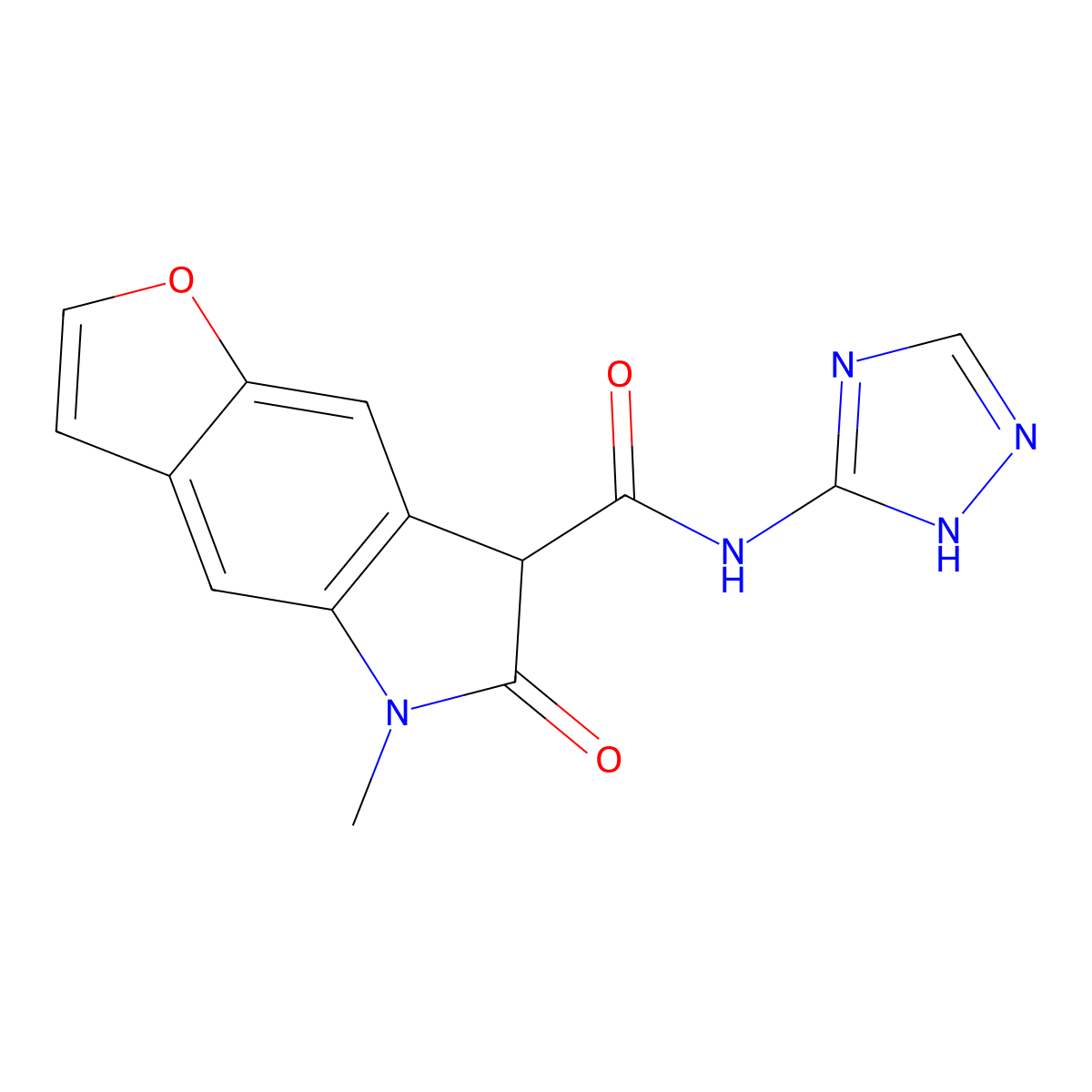 5-Methyl-6-oxo-6,7-dihydro-5H-1-oxa-5-aza-s-indacene-7-carboxylic acid (4H-[1,2,4]triazol-3-yl)-amide molecular structure, CAS 1029773-16-7