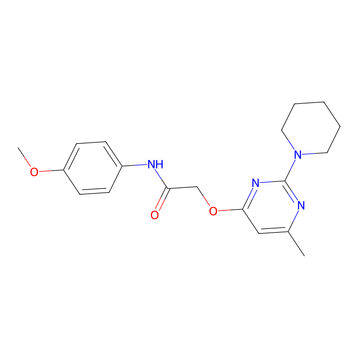 N-(4-methoxyphenyl)-2-{[6-methyl-2-(piperidin-1-yl)pyrimidin-4-yl]oxy}acetamide molecular structure, CAS 1029776-66-6