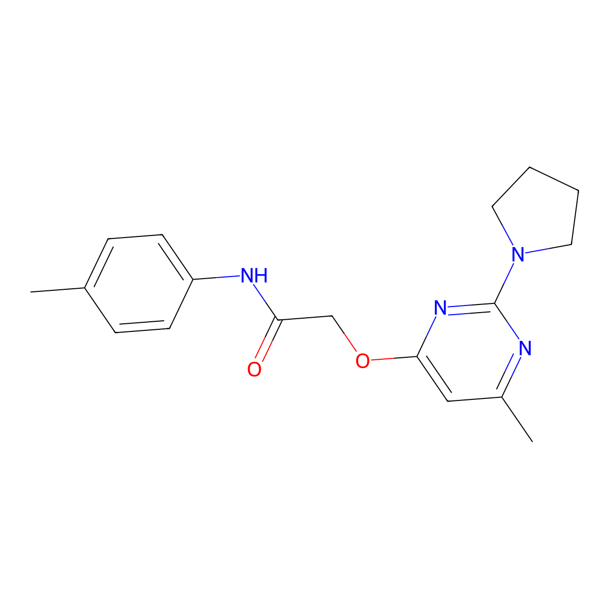 2-{[6-Methyl-2-(pyrrolidin-1-YL)pyrimidin-4-YL]oxy}-N-(4-methylphenyl)acetamide molecular structure, CAS 1029776-90-6