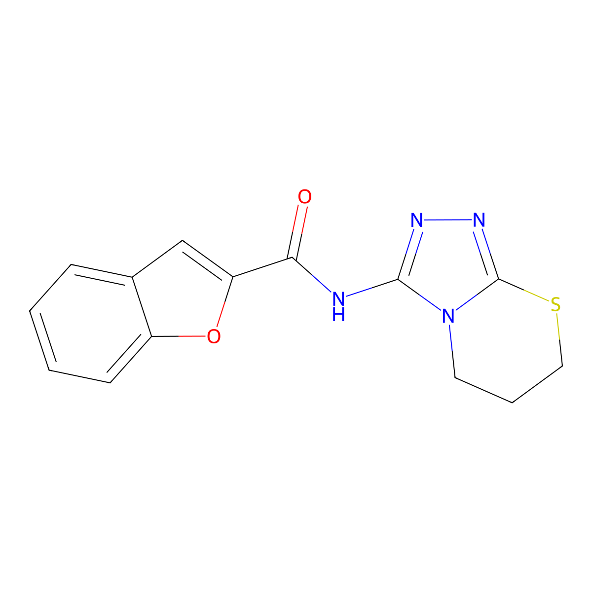 N-(6,7-dihydro-5H-[1,2,4]triazolo[3,4-b][1,3]thiazin-3-yl)benzofuran-2-carboxamide molecular structure, CAS 1029777-41-0