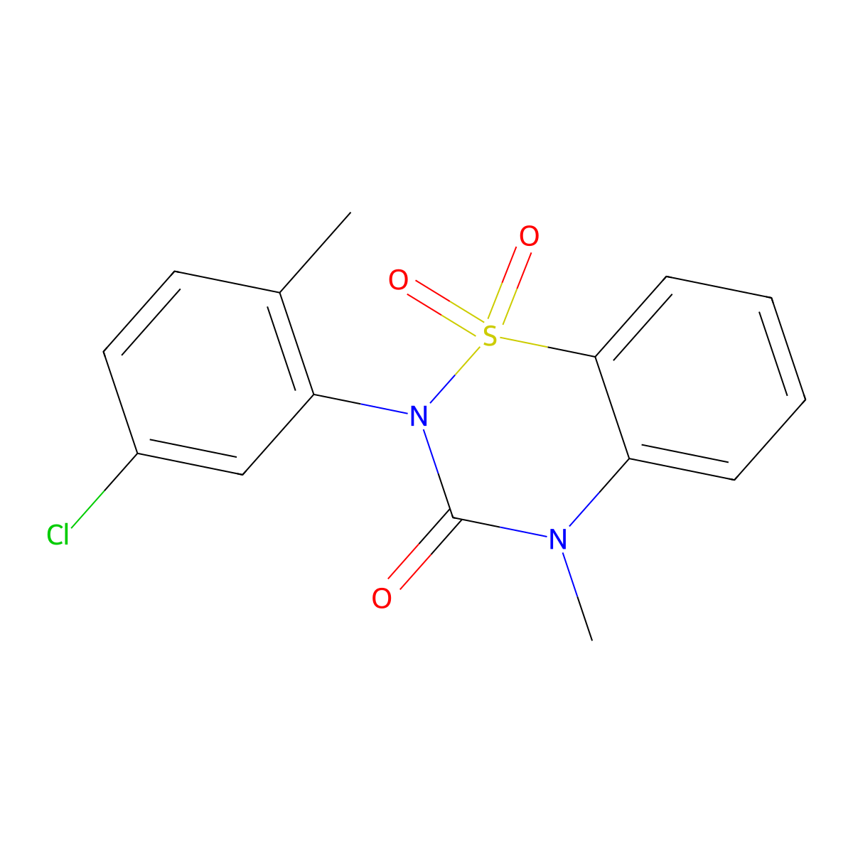 2-(5-chloro-2-methylphenyl)-4-methyl-2H-1,2,4-benzothiadiazin-3(4H)-one 1,1-dioxide molecular structure, CAS 1029779-31-4