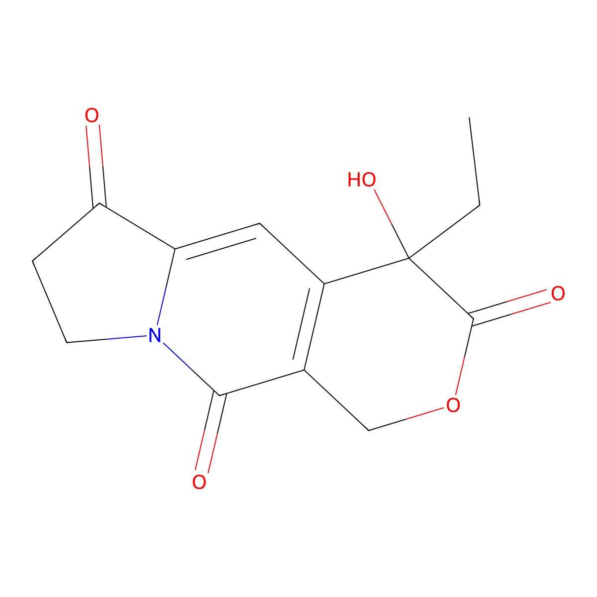 4-ethyl-4-hydroxy-7,8-dihydro-1H-pyrano[3,4-f]indolizine-3,6,10(4H)-trione molecular structure, CAS 102978-40-5