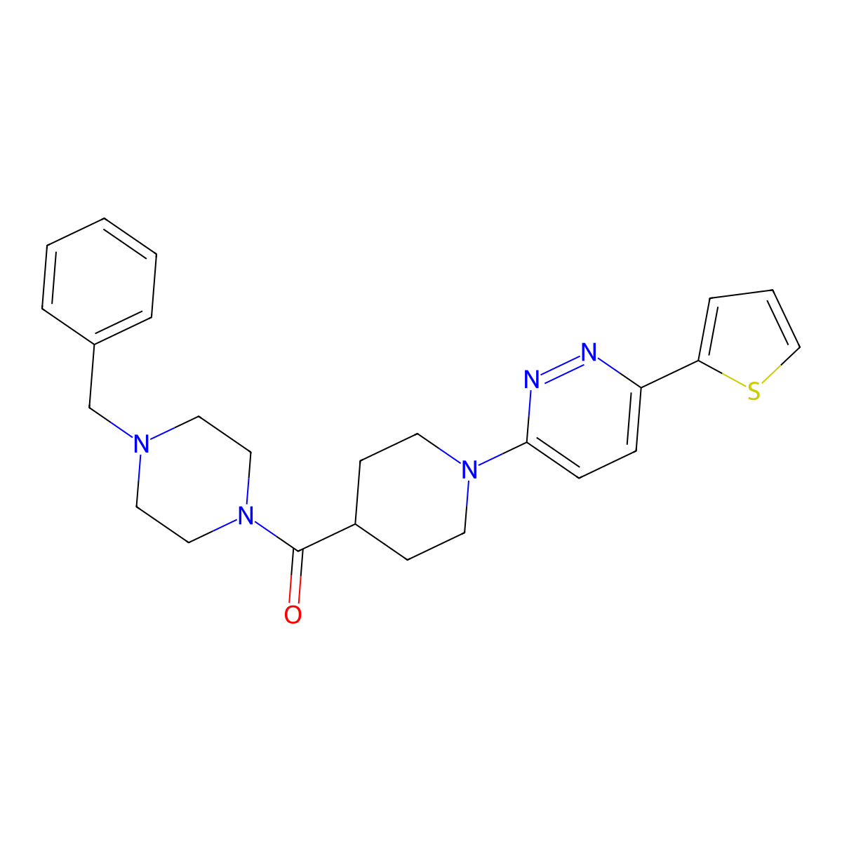 3-[4-(4-Benzylpiperazine-1-carbonyl)piperidin-1-yl]-6-(thiophen-2-yl)pyridazine molecular structure, CAS 1029780-26-4