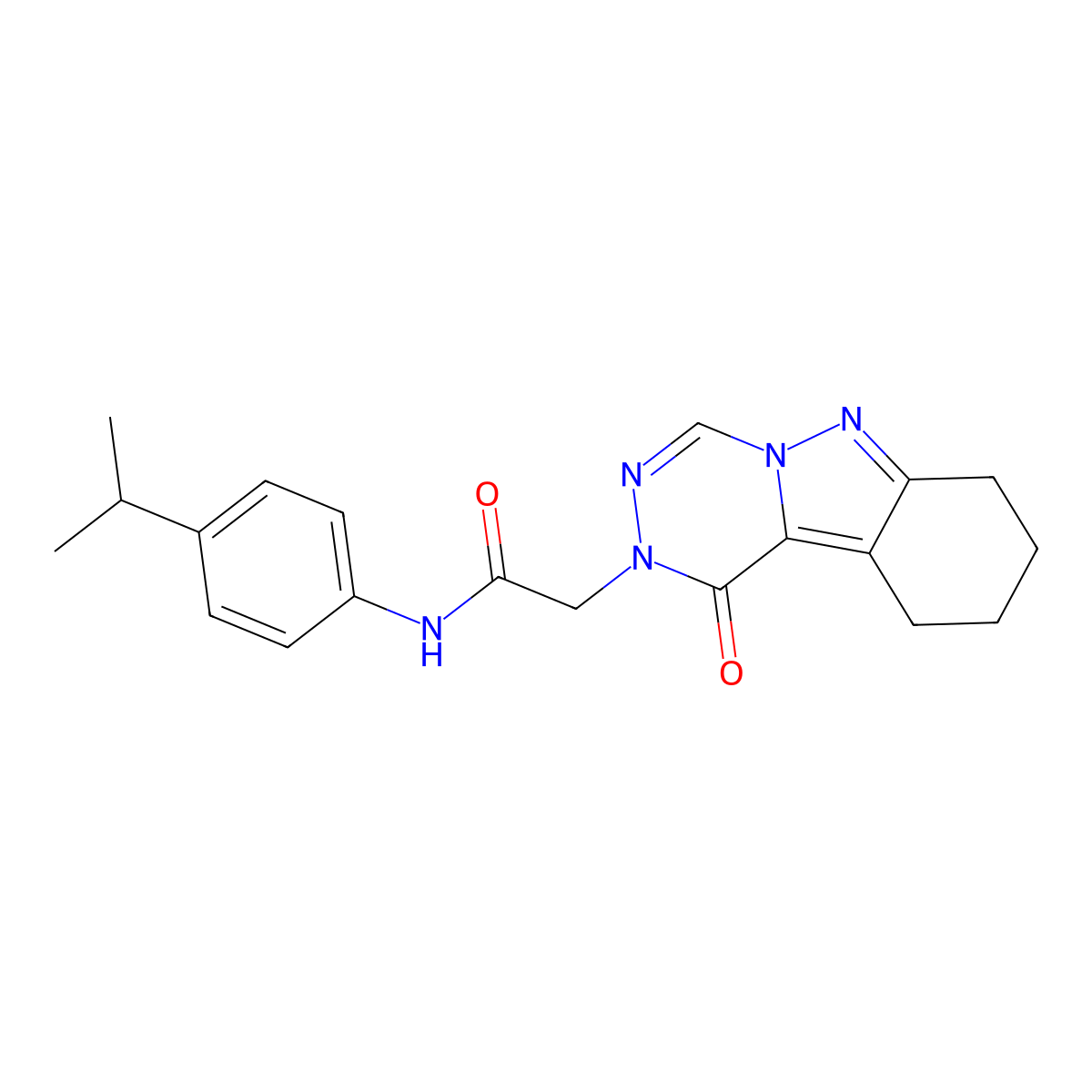 2-{1-oxo-1H,2H,7H,8H,9H,10H-[1,2,4]triazino[4,5-b]indazol-2-yl}-N-[4-(propan-2-yl)phenyl]acetamide molecular structure, CAS 1029783-07-0