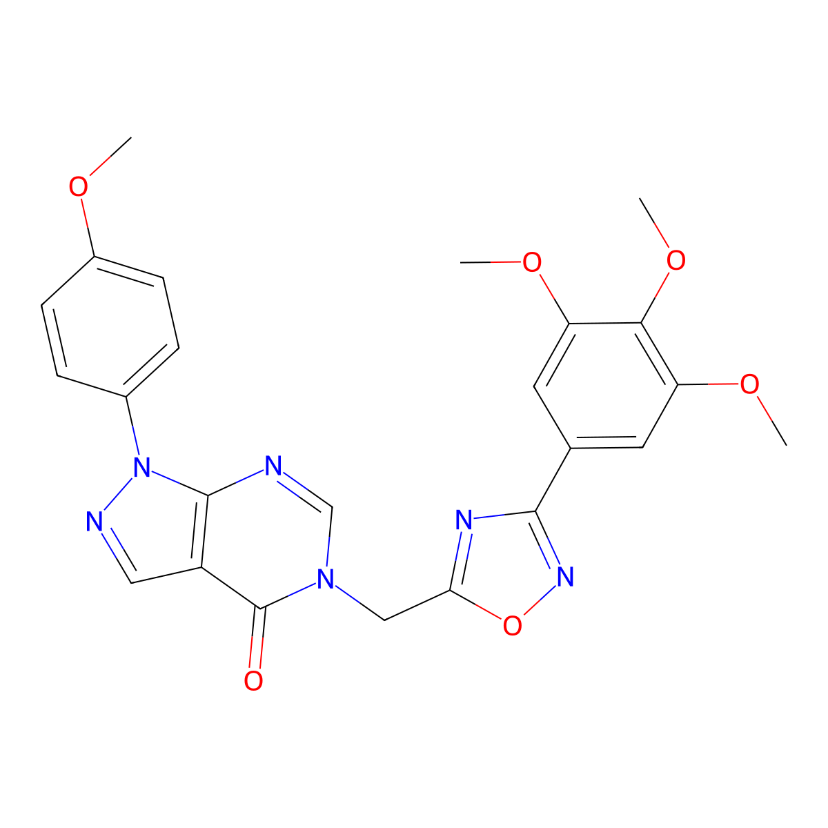 1-(4-methoxyphenyl)-5-{[3-(3,4,5-trimethoxyphenyl)-1,2,4-oxadiazol-5-yl]methyl}-1H,4H,5H-pyrazolo[3,4-d]pyrimidin-4-one molecular structure, CAS 1029783-50-3