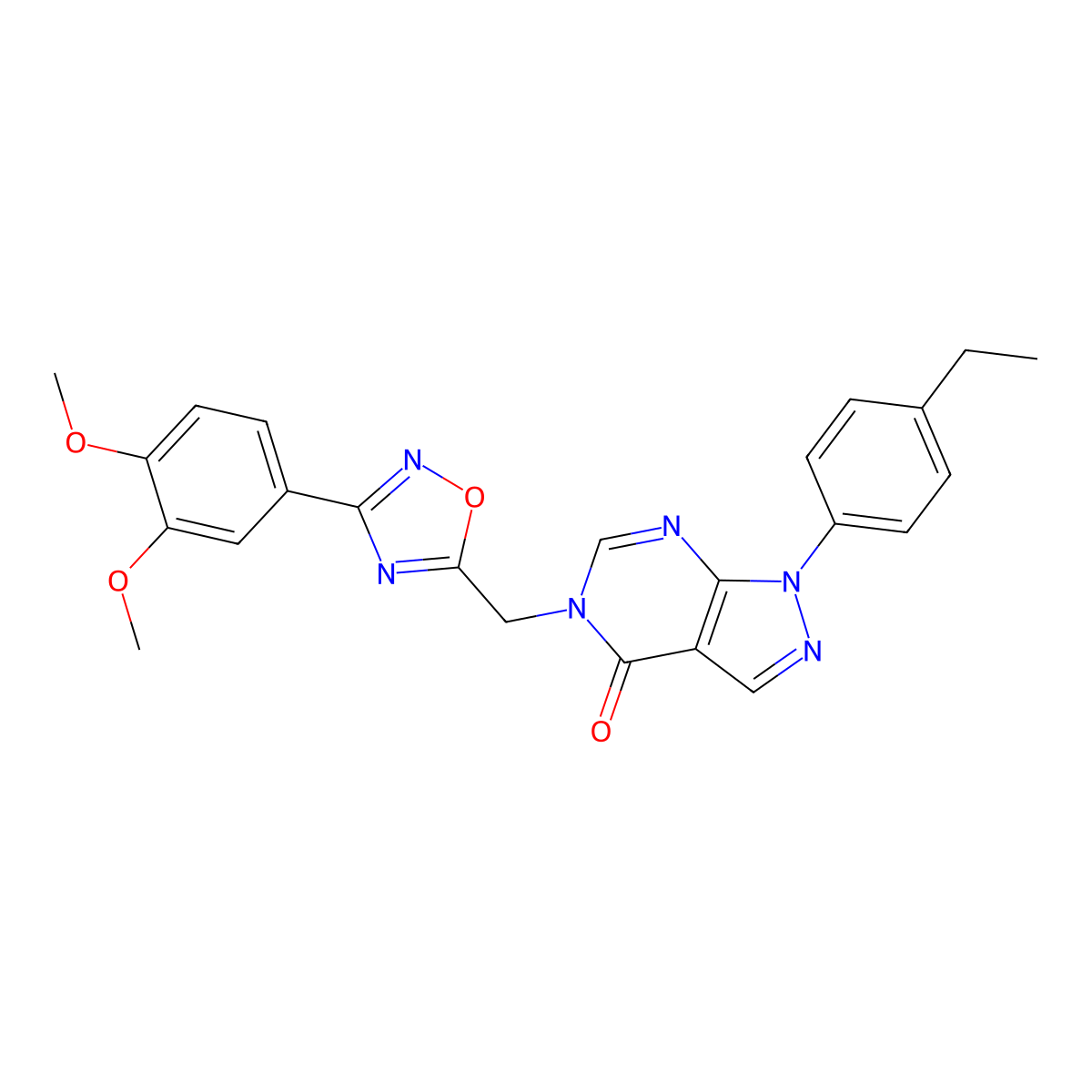 5-{[3-(3,4-dimethoxyphenyl)-1,2,4-oxadiazol-5-yl]methyl}-1-(4-ethylphenyl)-1H,4H,5H-pyrazolo[3,4-d]pyrimidin-4-one molecular structure, CAS 1029783-53-6