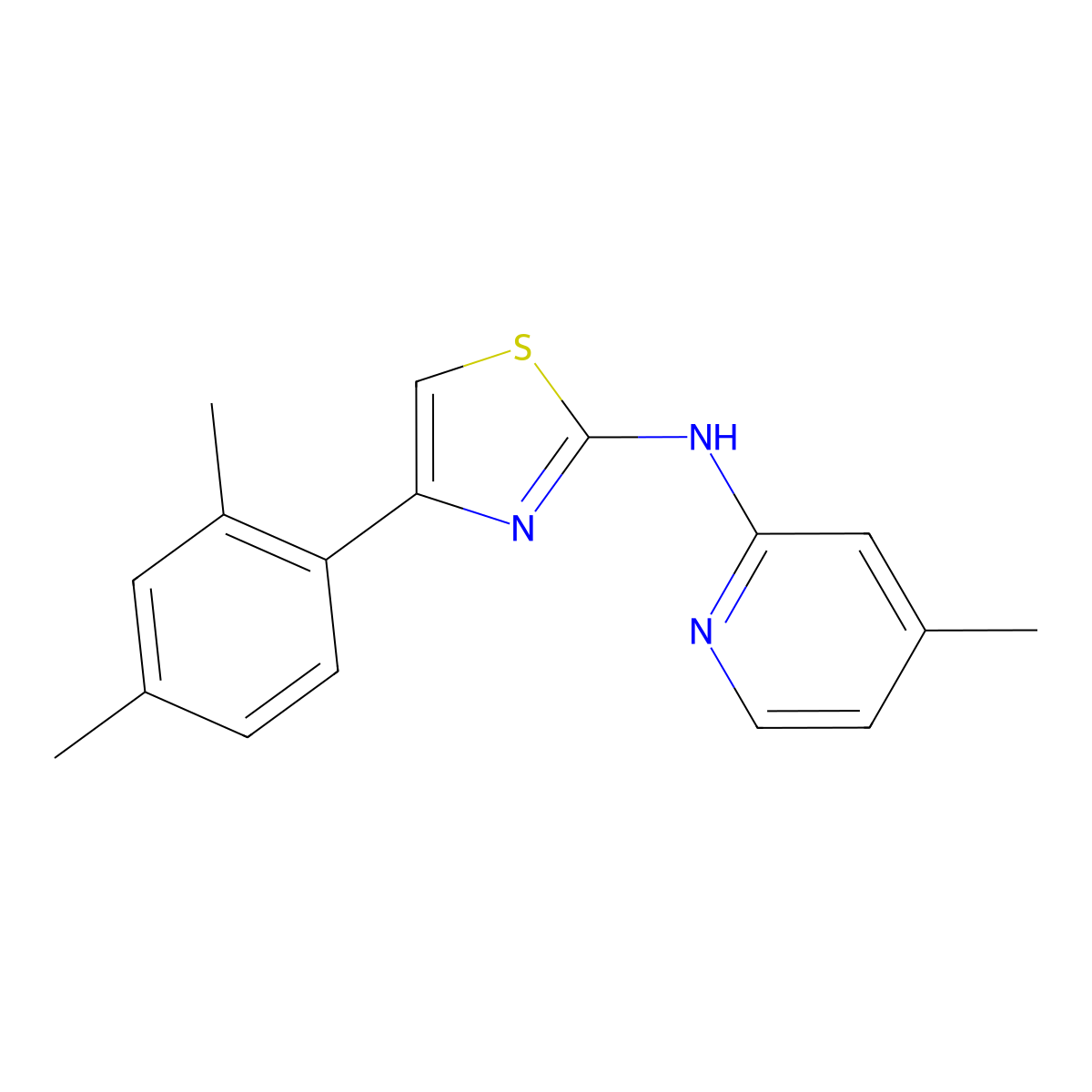 N-[4-(2,4-dimethylphenyl)-1,3-thiazol-2-yl]-4-methylpyridin-2-amine molecular structure, CAS 1029783-83-2