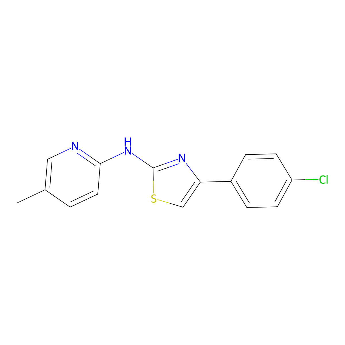 4-(4-chlorophenyl)-N-(5-methylpyridin-2-yl)thiazol-2-amine molecular structure, CAS 1029783-92-3