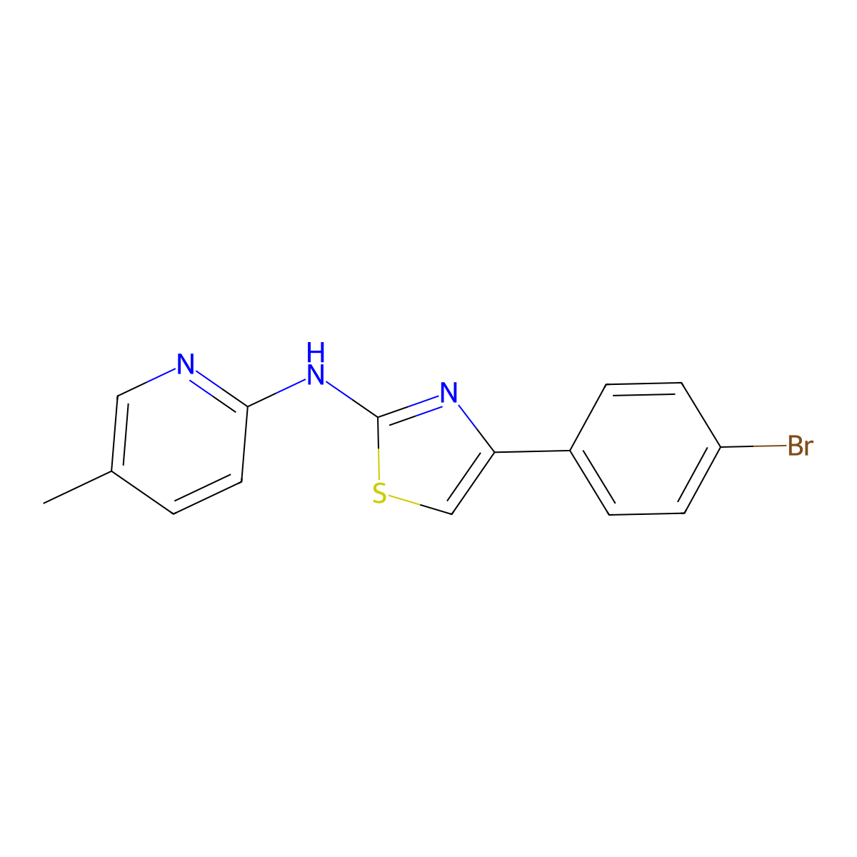 N-[4-(4-bromophenyl)-1,3-thiazol-2-yl]-5-methylpyridin-2-amine molecular structure, CAS 1029783-95-6