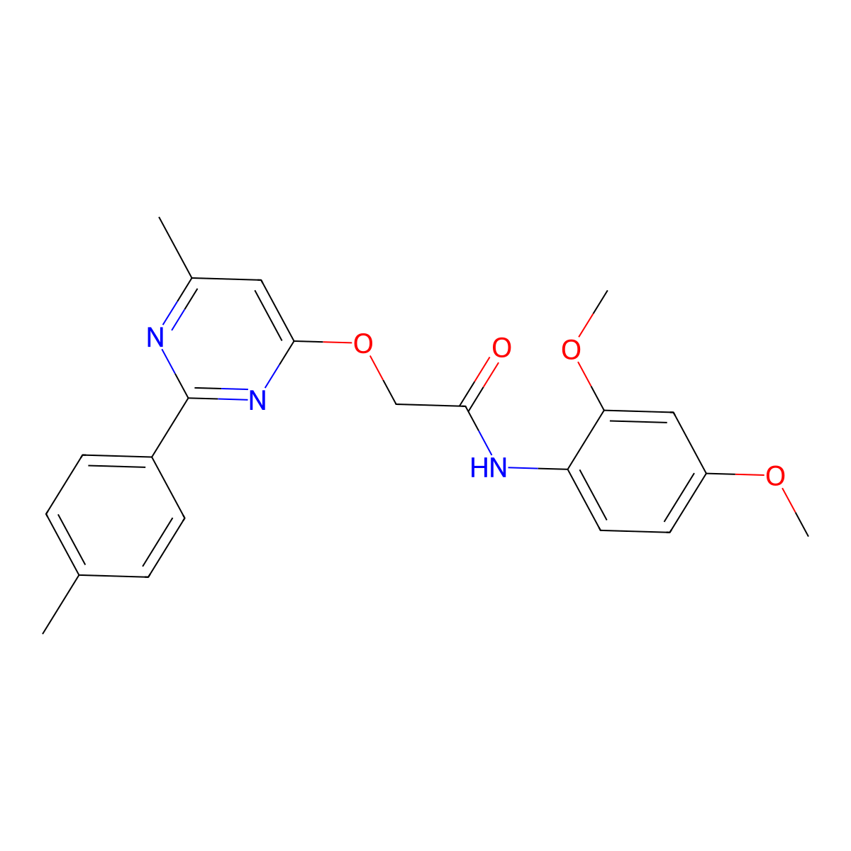 N-(2,4-dimethoxyphenyl)-2-{[6-methyl-2-(4-methylphenyl)pyrimidin-4-yl]oxy}acetamide molecular structure, CAS 1029790-55-3