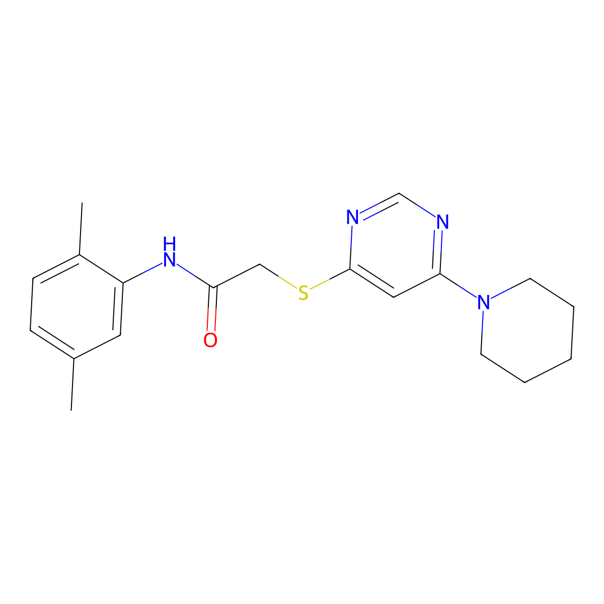 N-(2,5-Dimethylphenyl)-2-{[6-(piperidin-1-YL)pyrimidin-4-YL]sulfanyl}acetamide molecular structure, CAS 1029791-04-5