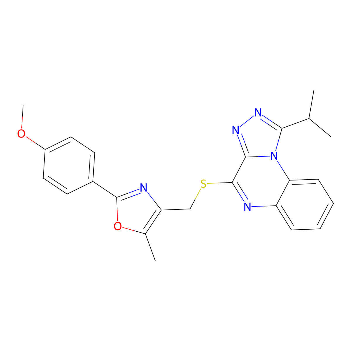 4-(((1-Isopropyl-[1,2,4]triazolo[4,3-a]quinoxalin-4-yl)thio)methyl)-2-(4-methoxyphenyl)-5-methyloxazole molecular structure, CAS 1029791-24-9