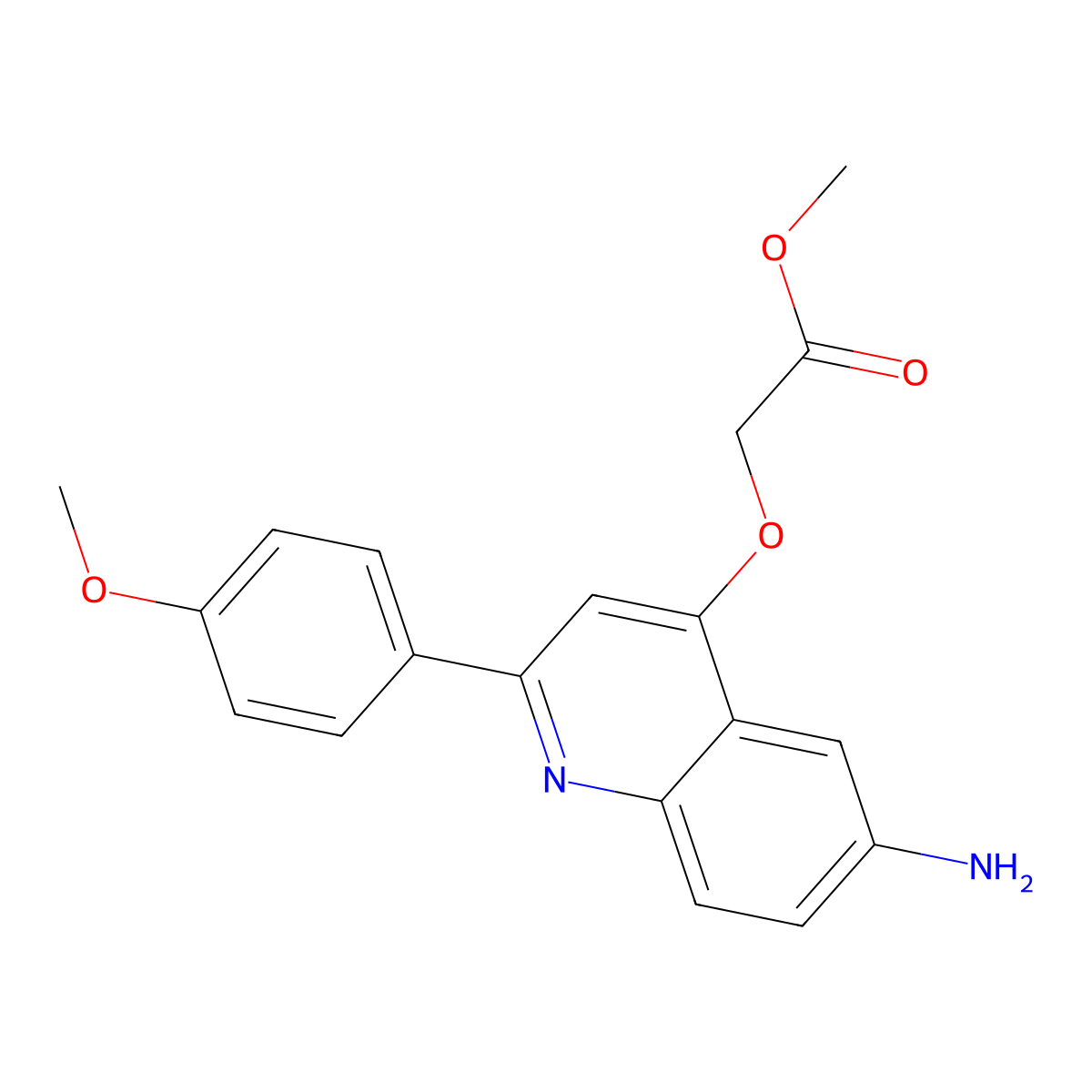 Methyl {[6-amino-2-(4-methoxyphenyl)quinolin-4-yl]oxy}acetate molecular structure, CAS 1029791-51-2
