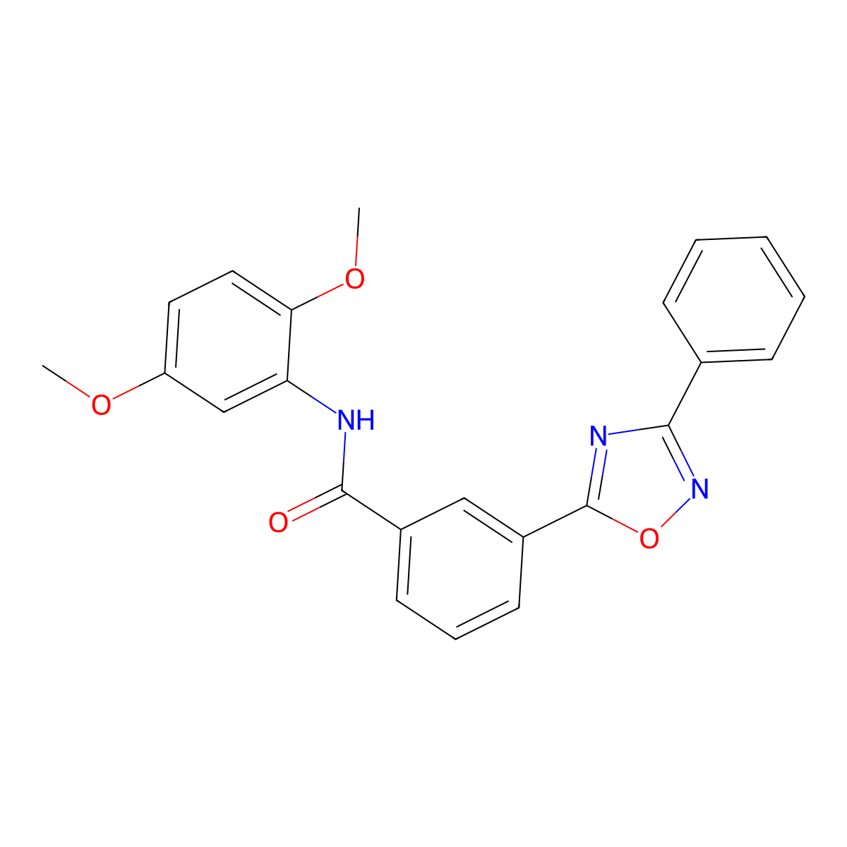 N-(2,5-dimethoxyphenyl)-3-(3-phenyl-1,2,4-oxadiazol-5-yl)benzamide molecular structure, CAS 1029792-35-5
