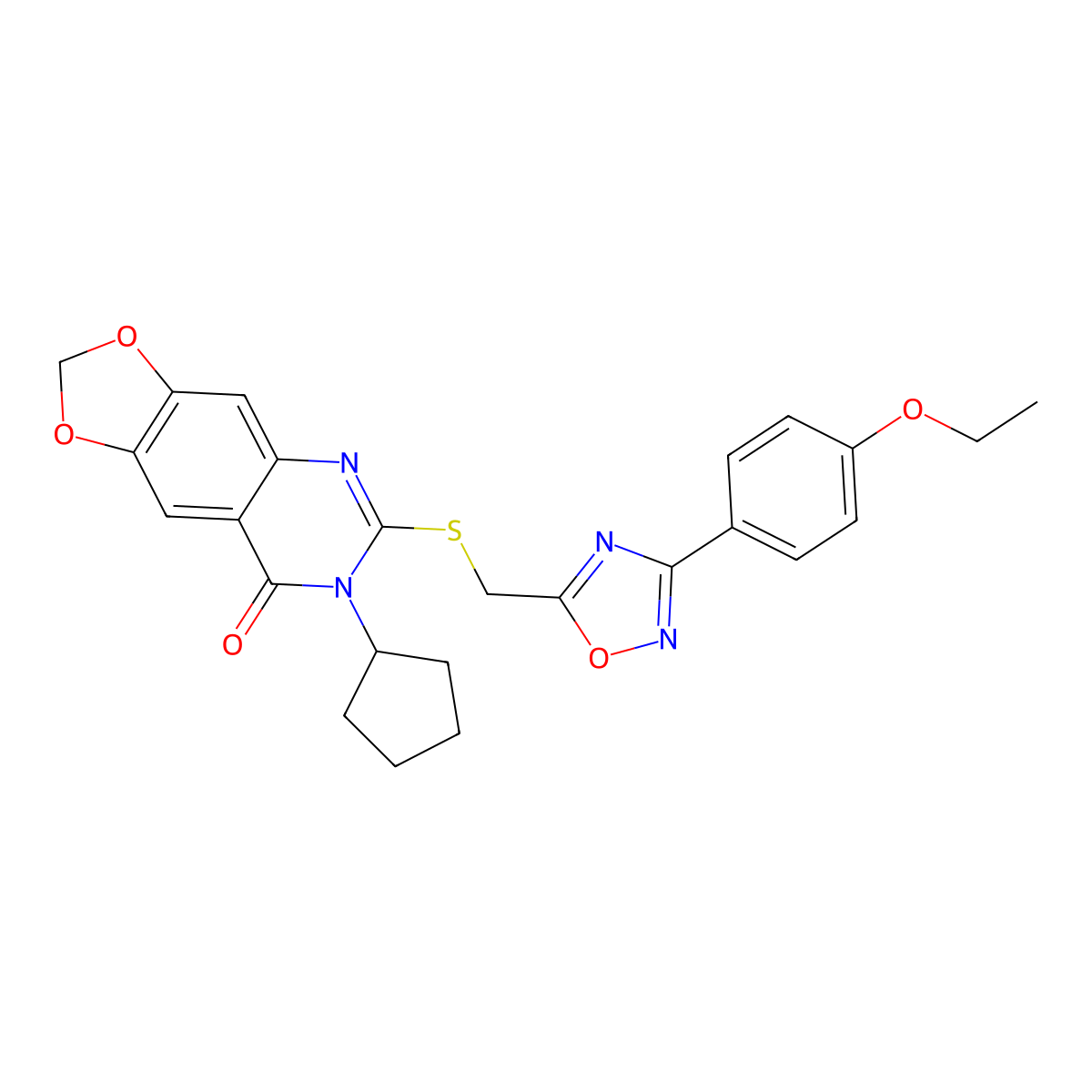 7-cyclopentyl-6-(((3-(4-ethoxyphenyl)-1,2,4-oxadiazol-5-yl)methyl)thio)-[1,3]dioxolo[4,5-g]quinazolin-8(7H)-one molecular structure, CAS 1029793-86-9