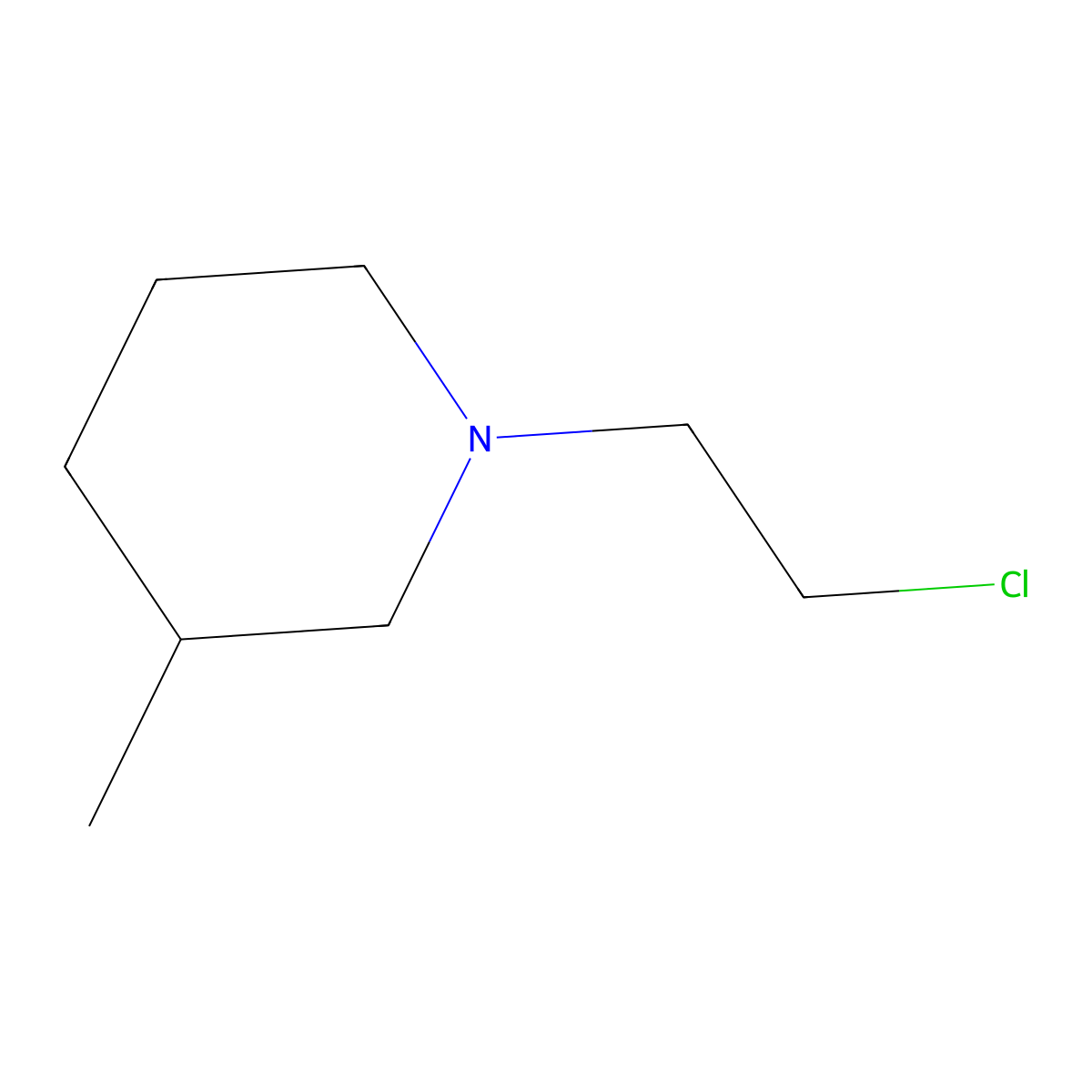 1-(2-Chloroethyl)-3-methylpiperidine molecular structure, CAS 10298-11-0