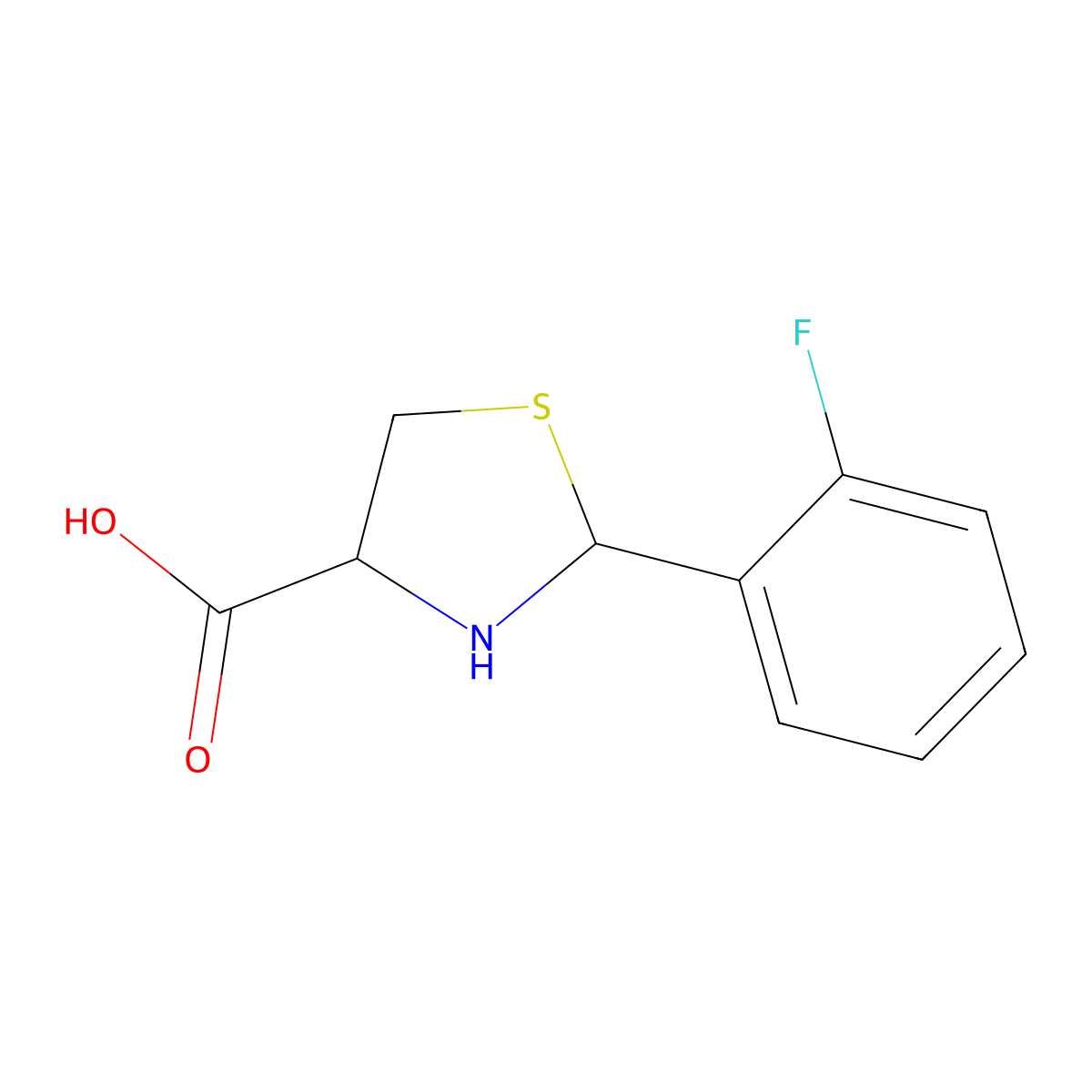 (R)-2-(2-Fluorophenyl)thiazolidine-4-carboxylic acid molecular structure, CAS 1029800-20-1