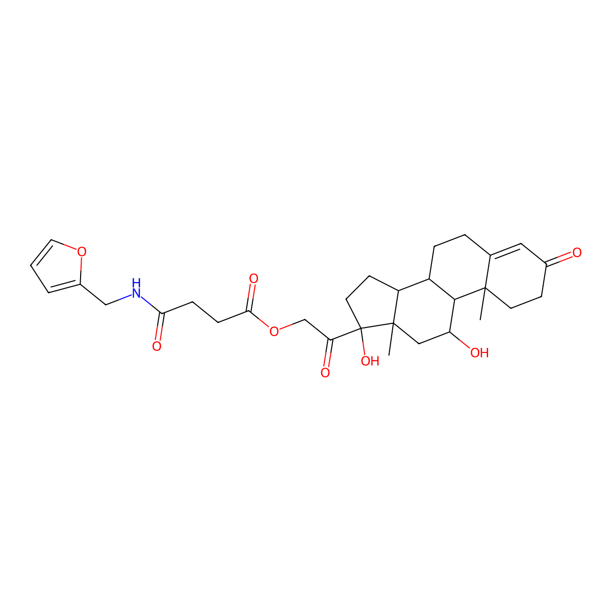 [2-[(8S,9S,10R,11S,13S,14S,17R)-11,17-dihydroxy-10,13-dimethyl-3-oxo-2,6,7,8,9,11,12,14,15,16-decahydro-1H-cyclopenta[a]phenanthren-17-yl]-2-oxoethyl] 4-(furan-2-ylmethylamino)-4-oxobutanoate molecular structure, CAS 1029864-58-1