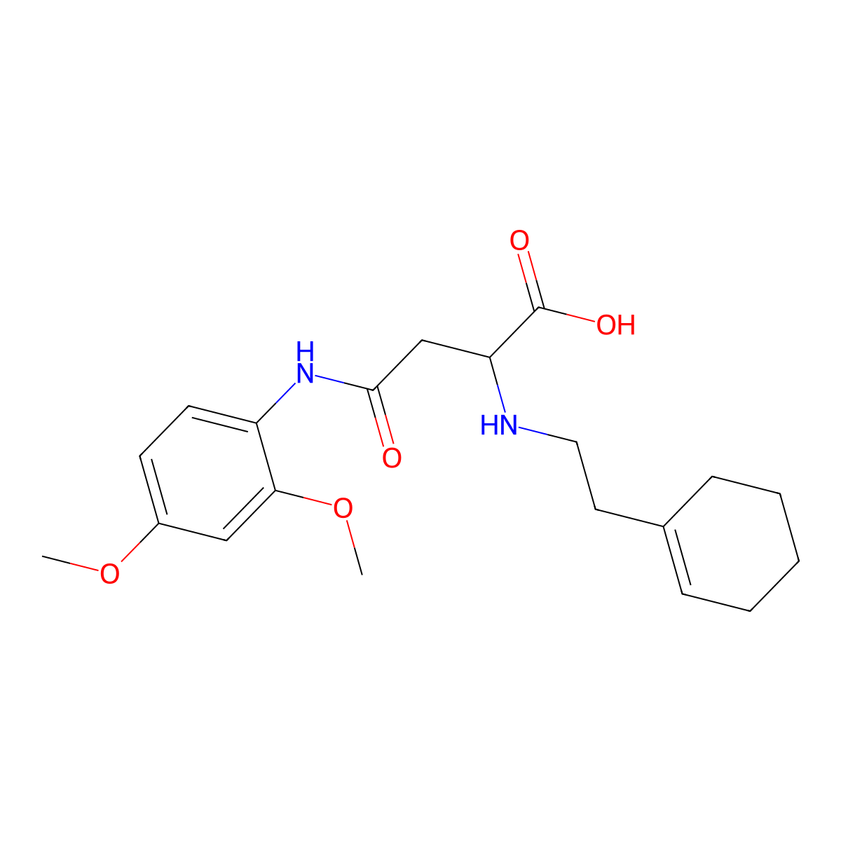 2-((2-(Cyclohex-1-en-1-yl)ethyl)amino)-4-((2,4-dimethoxyphenyl)amino)-4-oxobutanoic acid molecular structure, CAS 1029938-42-8