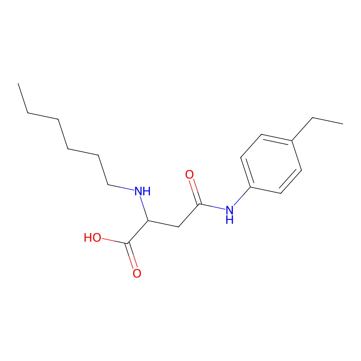 4-((4-Ethylphenyl)amino)-2-(hexylamino)-4-oxobutanoic acid molecular structure, CAS 1029938-43-9
