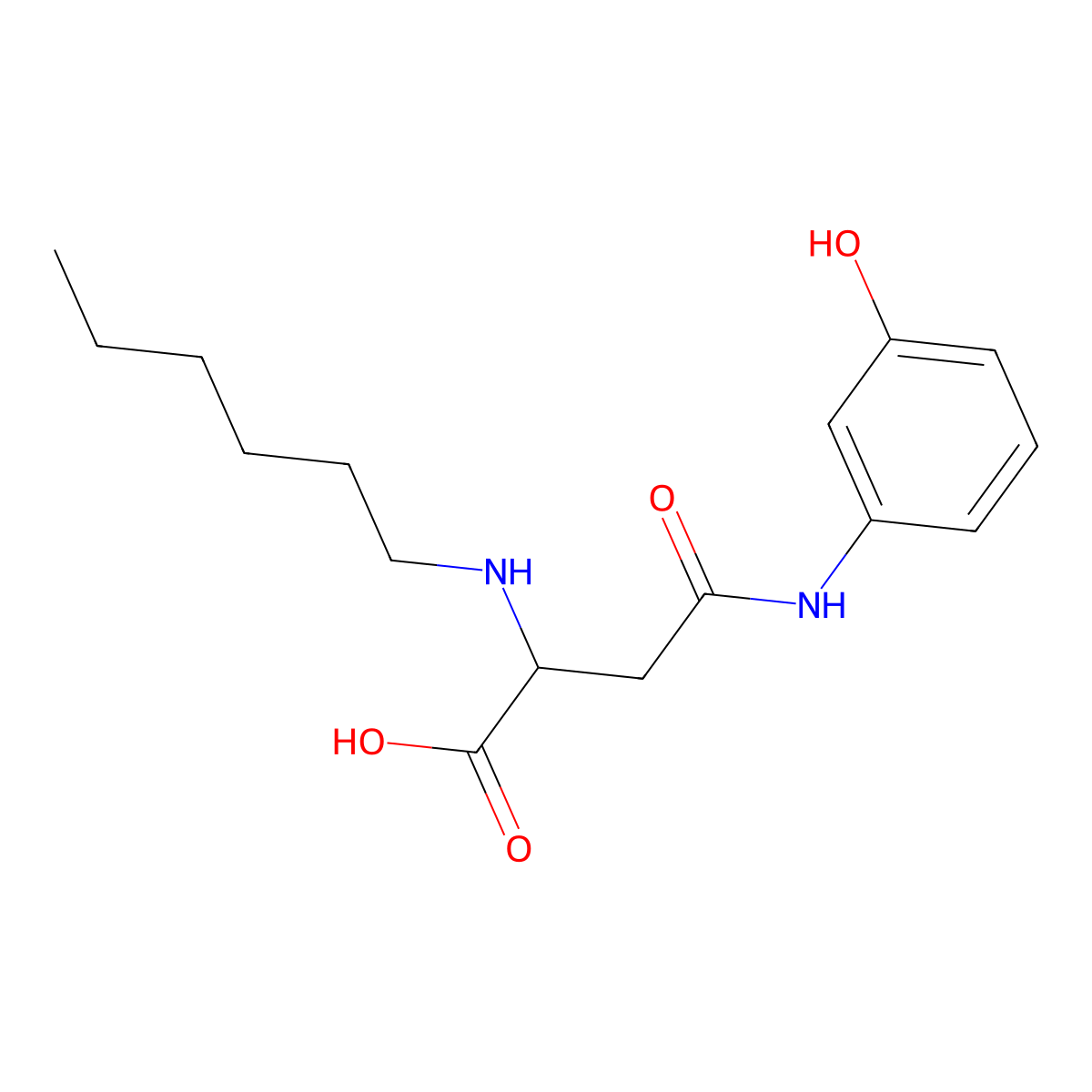 2-(Hexylamino)-4-((3-hydroxyphenyl)amino)-4-oxobutanoic acid molecular structure, CAS 1029938-46-2