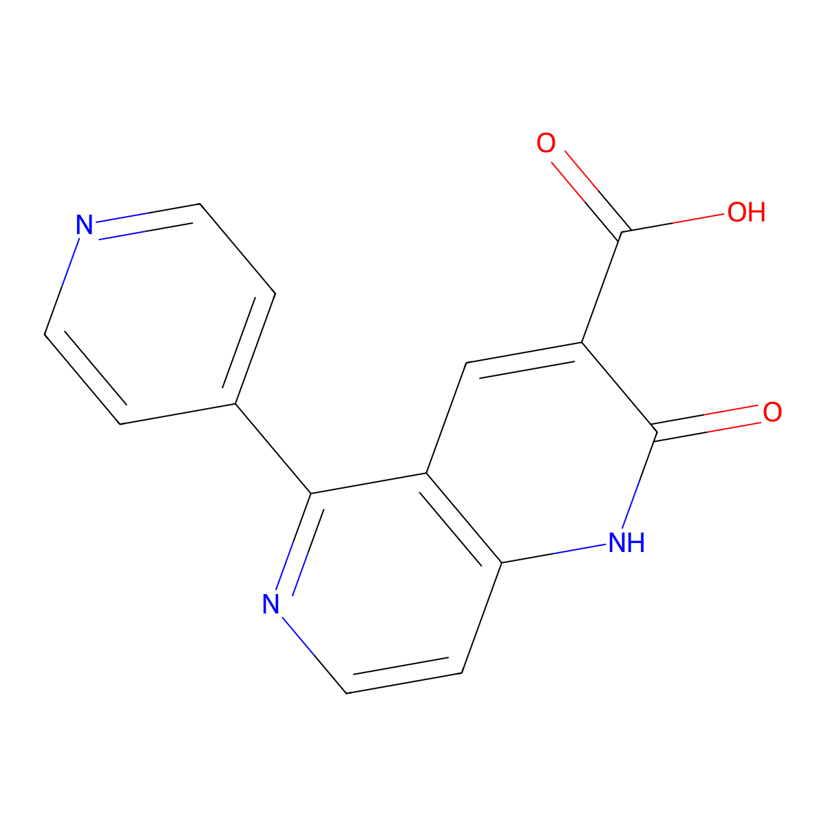 2-Oxo-5-(pyridin-4-yl)-1,2-dihydro-1,6-naphthyridine-3-carboxylic acid molecular structure, CAS 102995-79-9