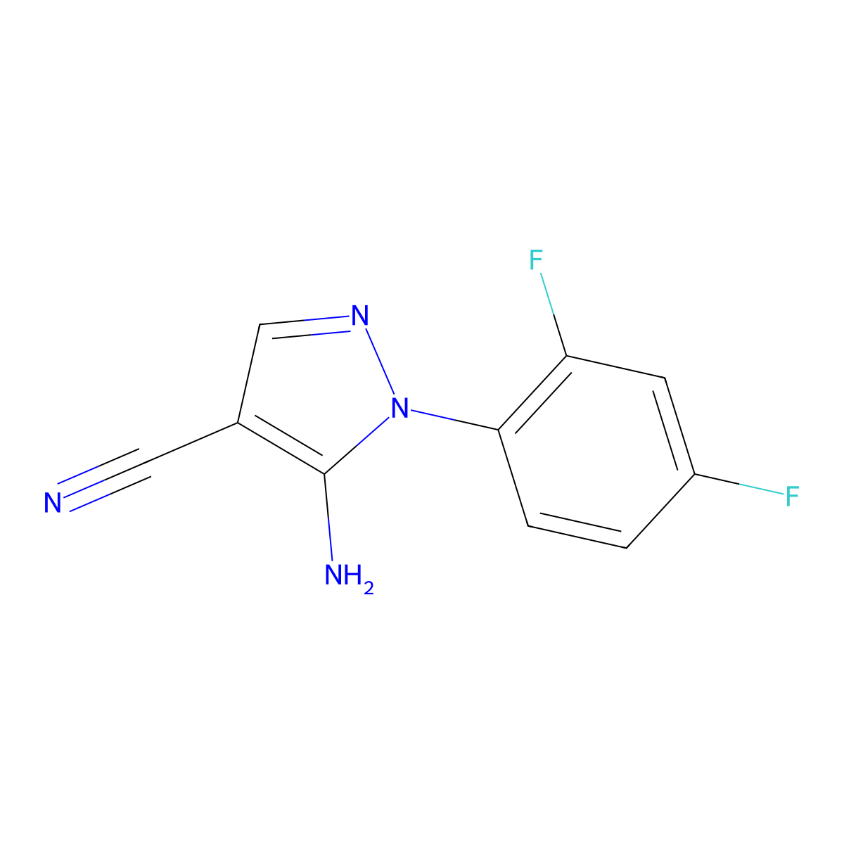 5-amino-1-(2,4-difluorophenyl)-1H-pyrazole-4-carbonitrile molecular structure, CAS 102996-25-8