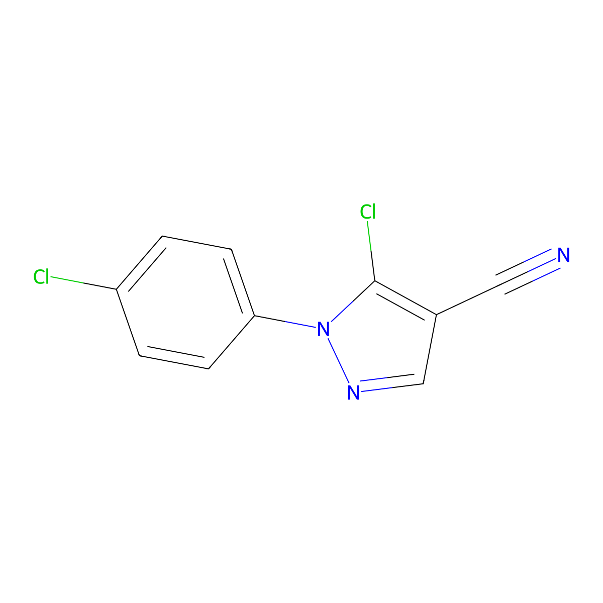 5-Chloro-1-(4-chlorophenyl)-1H-pyrazole-4-carbonitrile molecular structure, CAS 102996-32-7