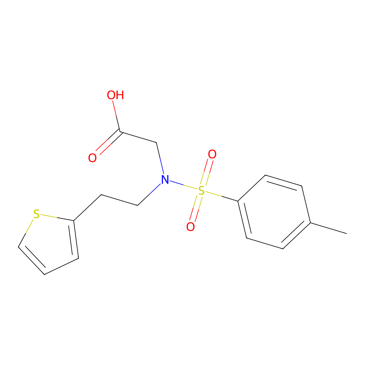 2-{N-[2-(Thiophen-2-yl)ethyl]4-methylbenzenesulfonamido}acetic acid molecular structure, CAS 102996-97-4
