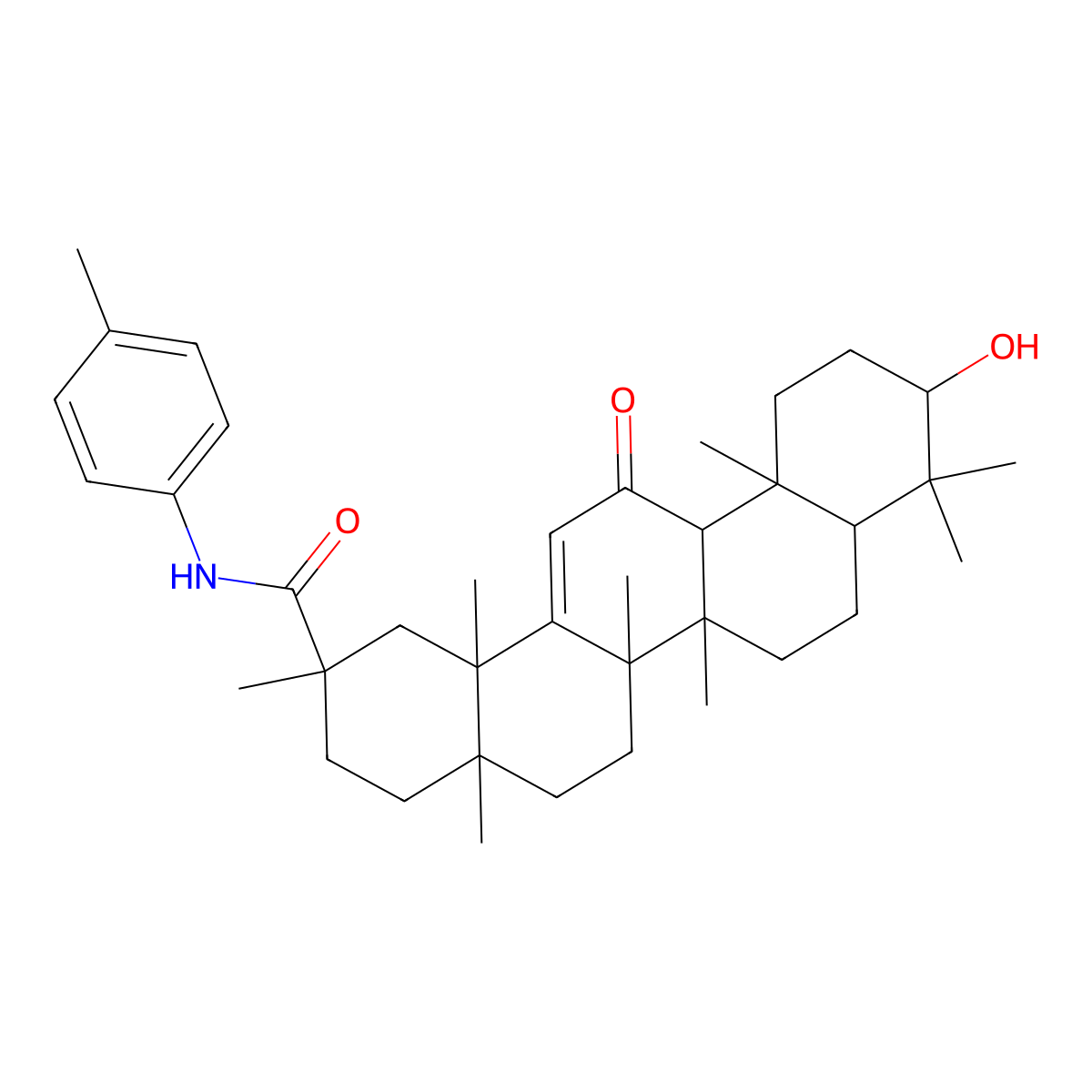 (2S,4aS,6aR,6aS,6bR,8aR,10S,12aS,14bR)-10-hydroxy-2,4a,6a,6b,9,9,12a,14b-octamethyl-N-(4-methylphenyl)-13-oxo-1,3,4,5,6,6a,7,8,8a,10,11,12-dodecahydropicene-2-carboxamide molecular structure, CAS 1029962-19-3