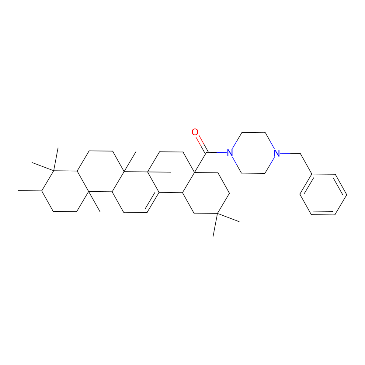 [(4aS,6aR,6aS,6bR,8aS,10S,12aS,14bS)-2,2,6a,6b,9,9,10,12a-octamethyl-1,3,4,5,6,6a,7,8,8a,10,11,12,13,14b-tetradecahydropicen-4a-yl]-(4-benzylpiperazin-1-yl)methanone molecular structure, CAS 1029962-21-7