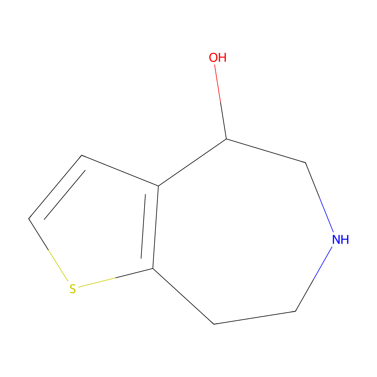 4H-Thieno[2,3-d]azepin-4-ol, 5,6,7,8-tetrahydro- molecular structure, CAS 102997-00-2