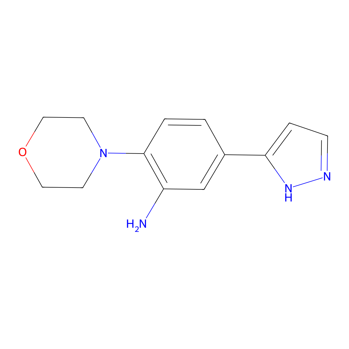 2-morpholino-5-(1H-pyrazol-5-yl)aniline molecular structure, CAS 1029989-48-7