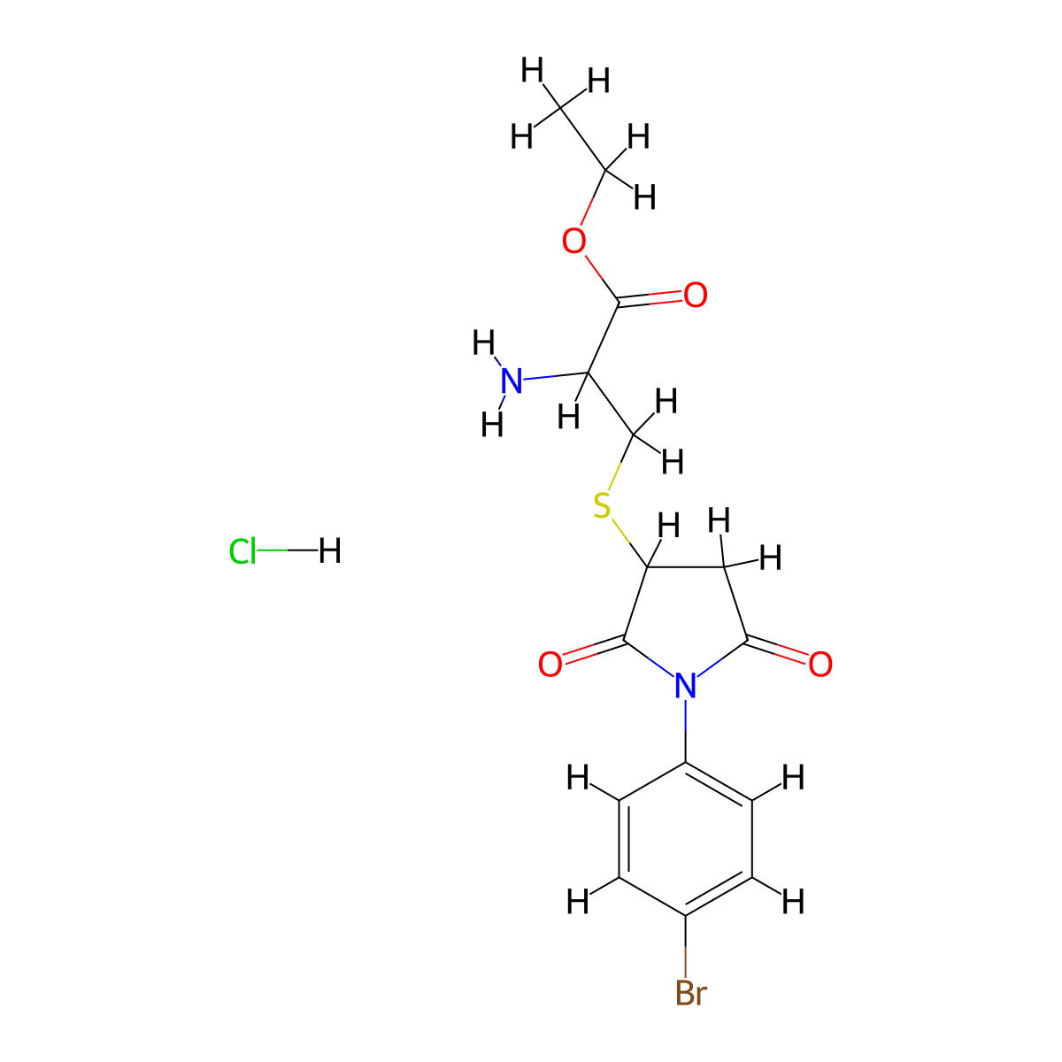 ethyl 2-amino-3-{[1-(4-bromophenyl)-2,5-dioxotetrahydro-1H-pyrrol-3-yl]sulfanyl}propanoate hydrochloride molecular structure, CAS 1029989-63-6