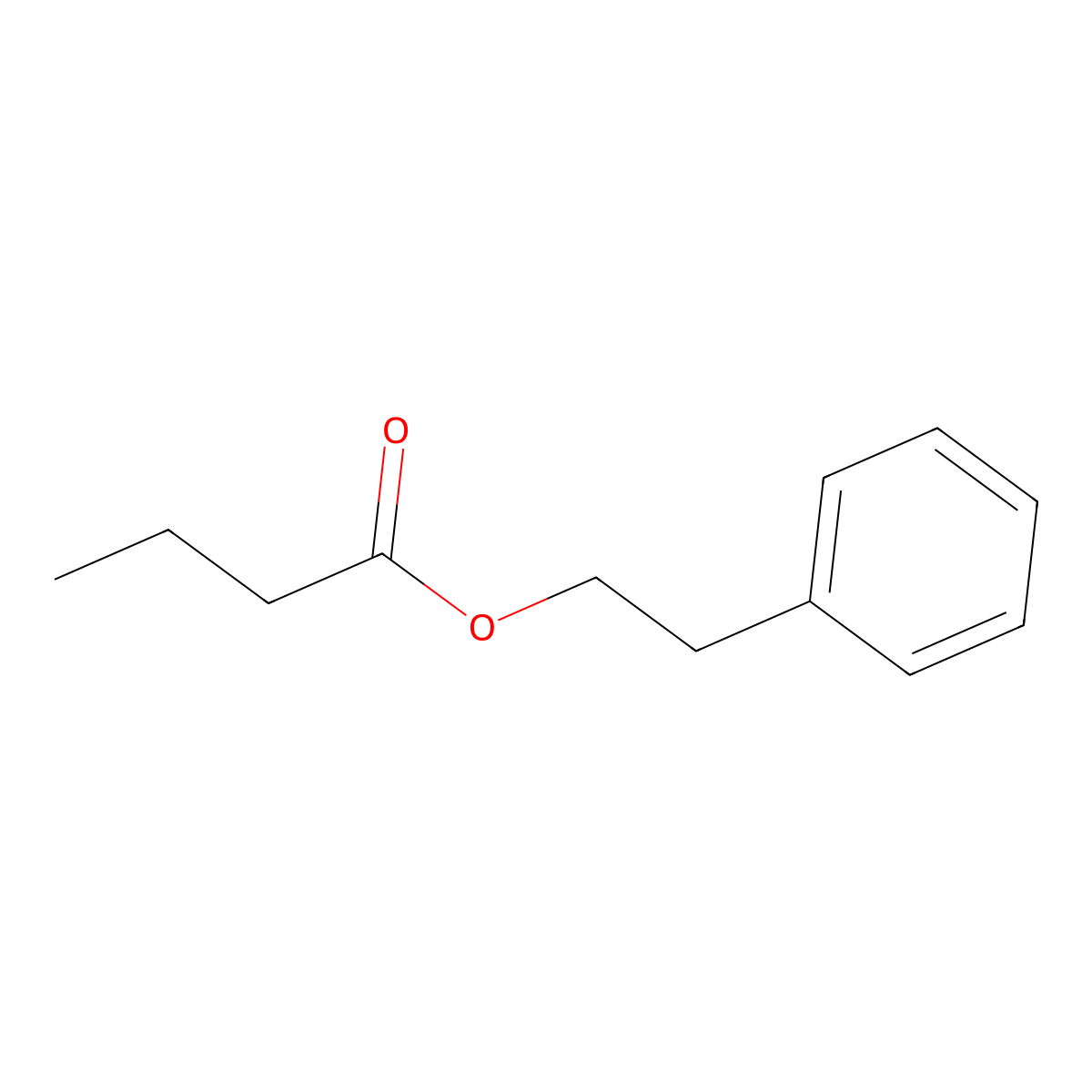 Phenethyl butyrate molecular structure, CAS 103-52-6