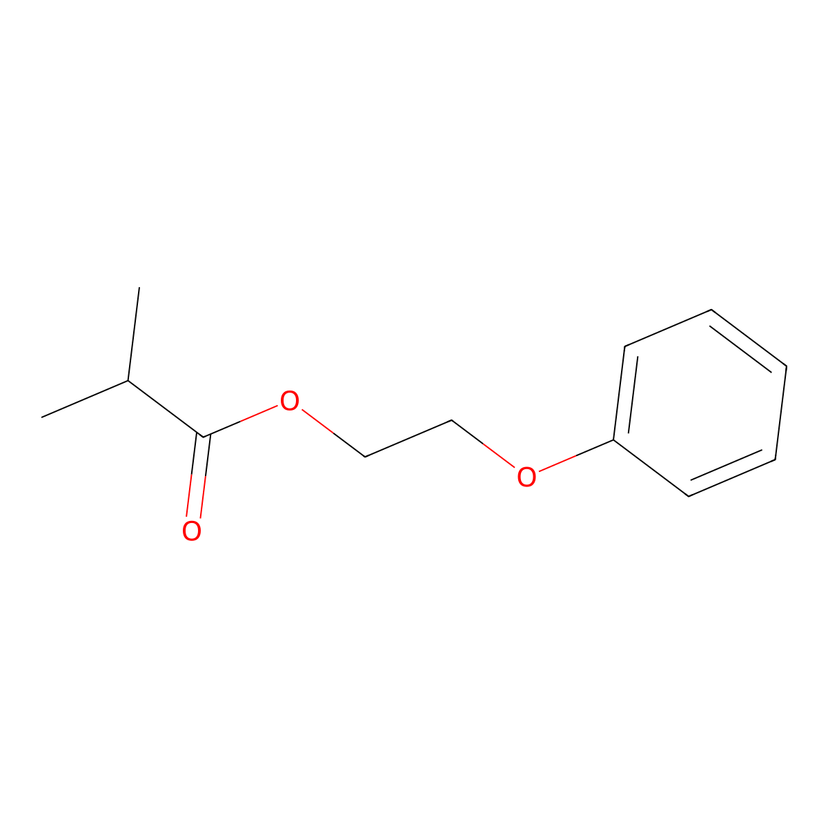 Phenoxyethyl isobutyrate molecular structure, CAS 103-60-6