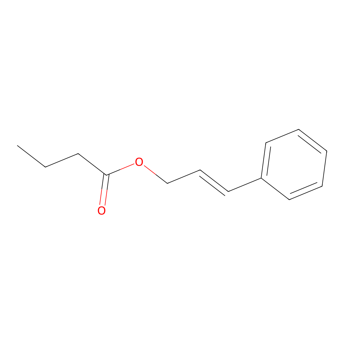 Cinnamyl butyrate molecular structure, CAS 103-61-7