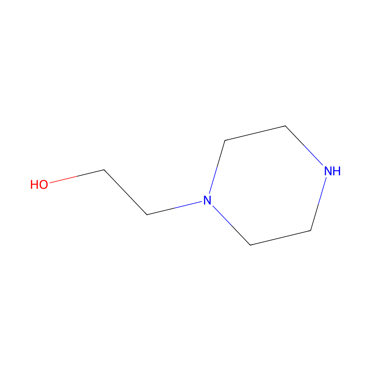 1-(2-Hydroxyethyl)piperazine molecular structure, CAS 103-76-4