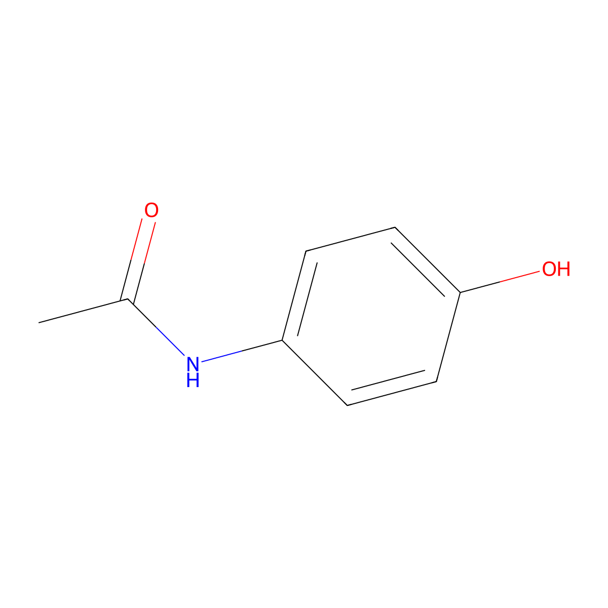 Acetaminophen molecular structure, CAS 103-90-2