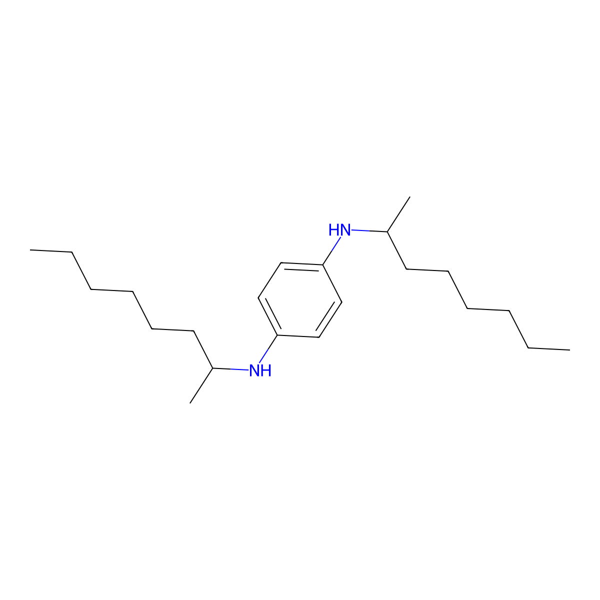 Di-2-octyl-p-phenylenediamine molecular structure, CAS 103-96-8