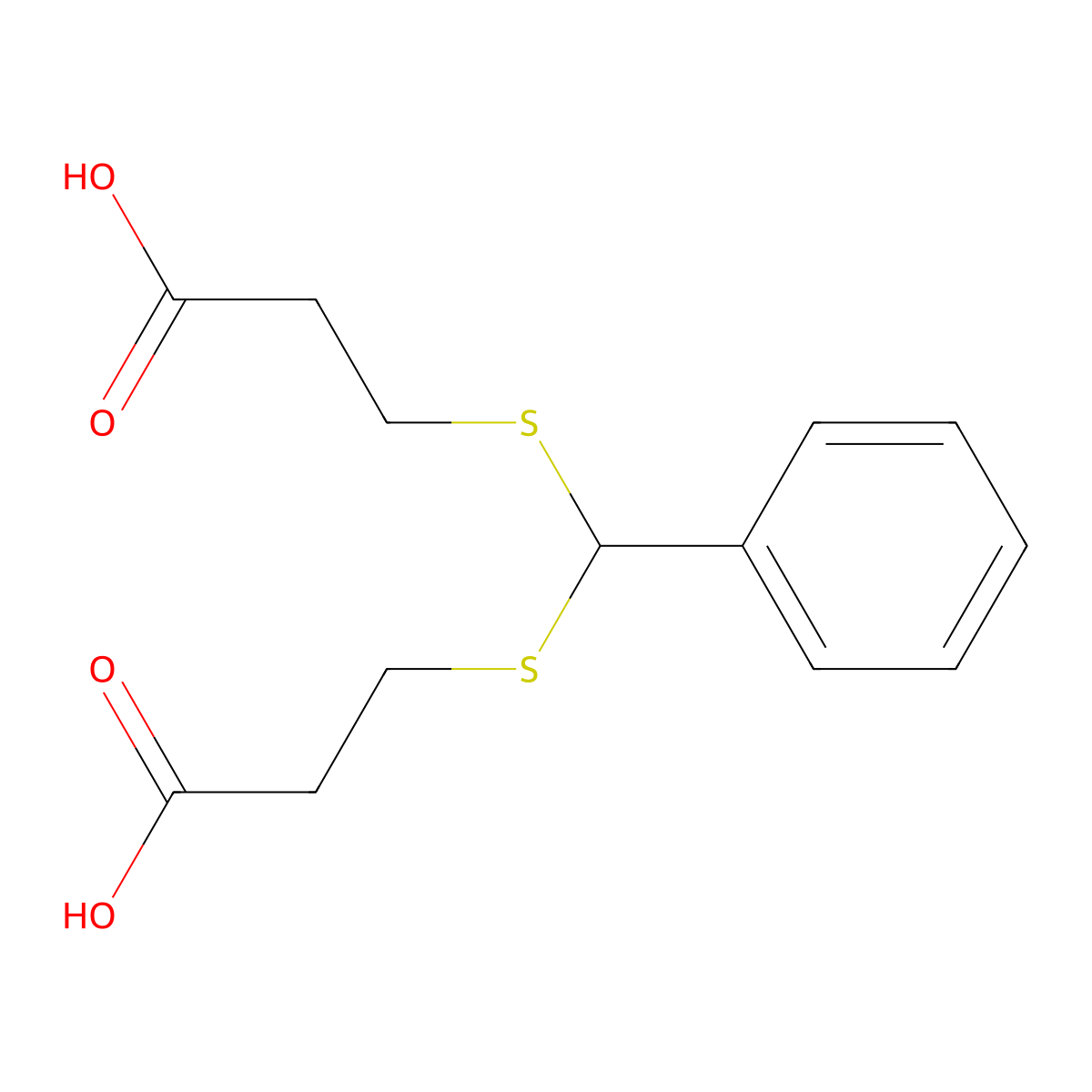 Propanoic acid, 3,3'-[(phenylmethylene)bis(thio)]bis- molecular structure, CAS 1030-02-0